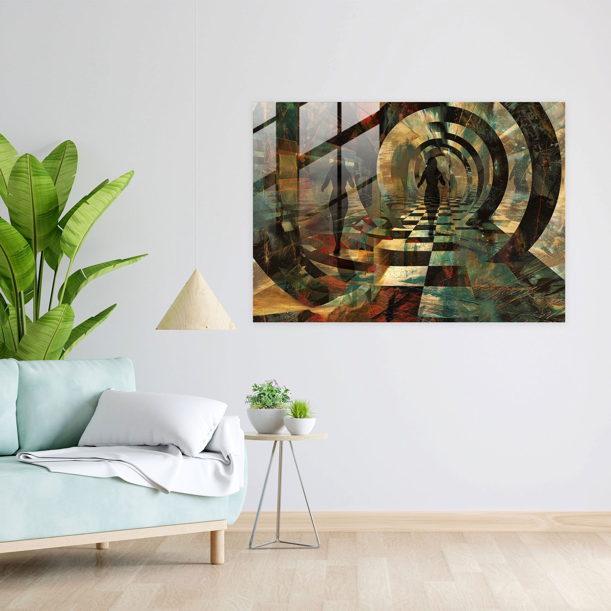 Surrealism Glass Art: Mirrored Maze Figures - Surrealism Art, Surrealism Art, Glass Art, Wall Decoration