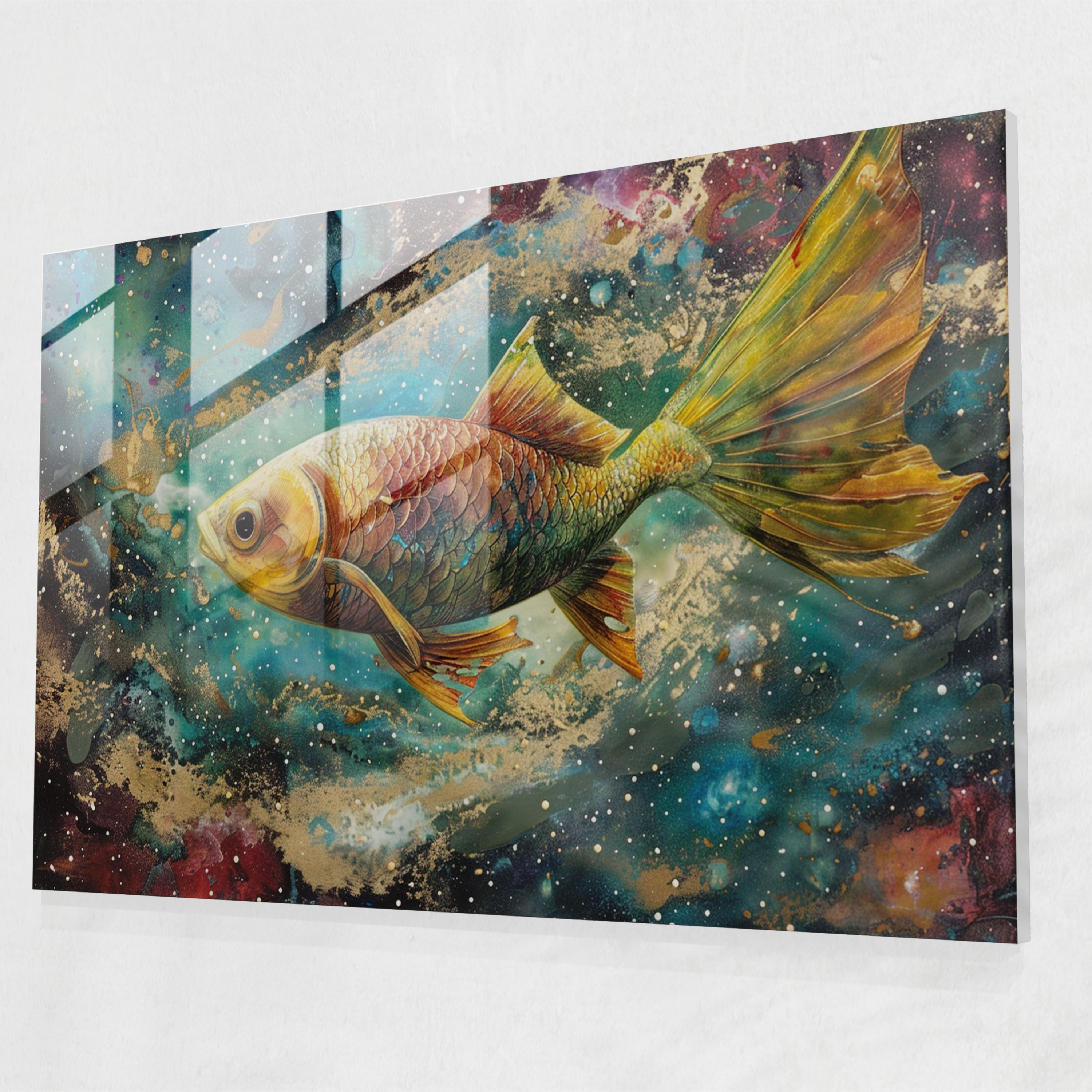 Surrealism Flying Fish Glass Wall Art - Surrealism Art, Surrealism Art, Modern Art, Glass Art