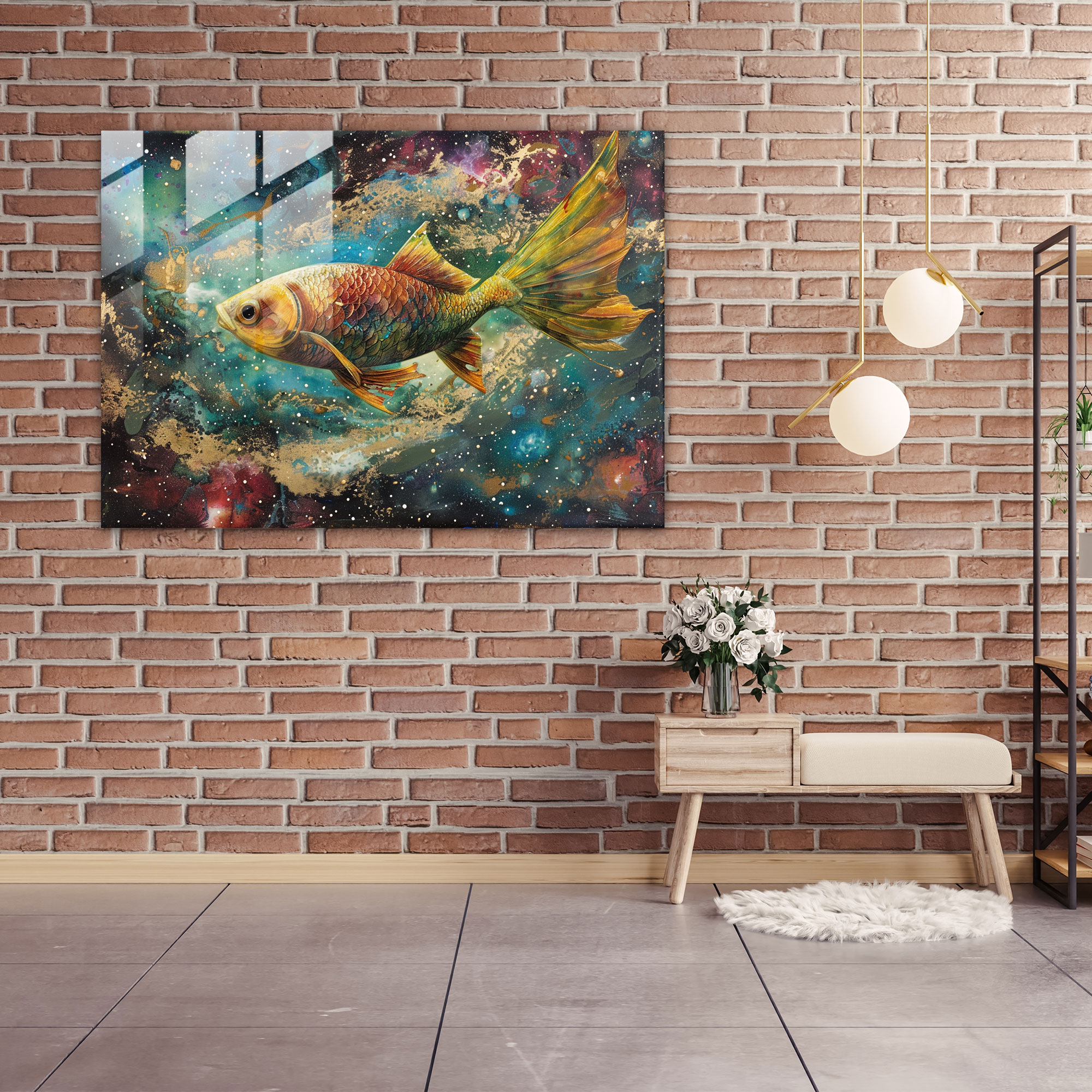 Surrealism Flying Fish Glass Wall Art - Surrealism Art, Surrealism Art, Modern Art, Glass Art