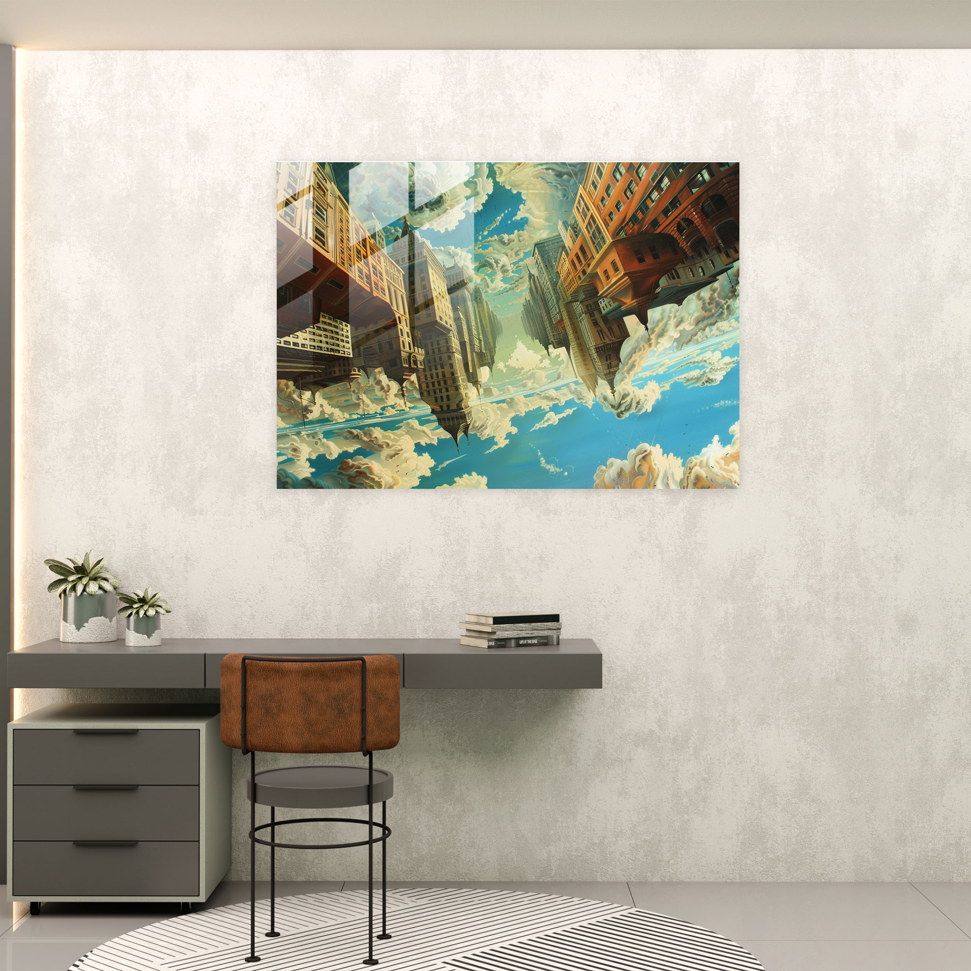 Surrealism Upside-Down Cityscape Wall Decoration - Surrealism Art, Home Decoration, Modern Art, Wall Decoration