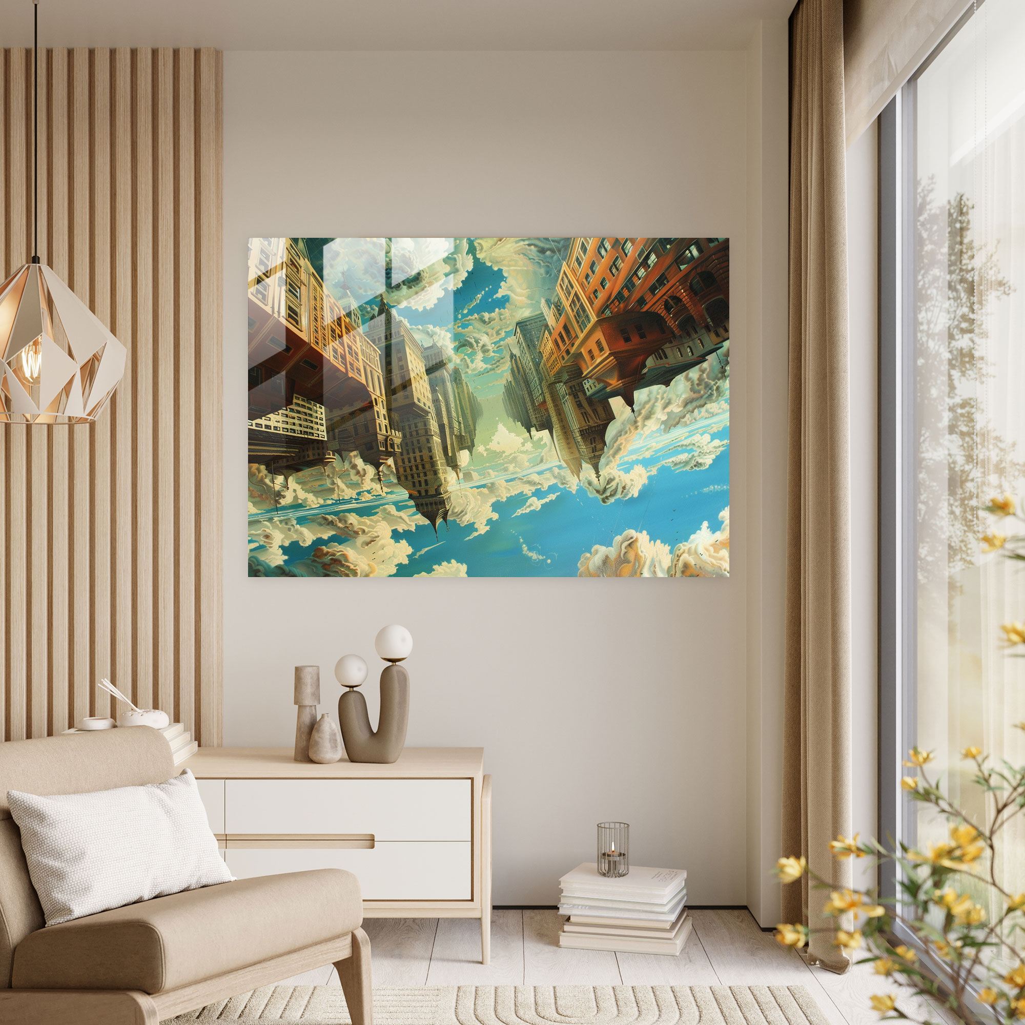 Surrealism Upside-Down Cityscape Wall Decoration - Surrealism Art, Home Decoration, Modern Art, Wall Decoration