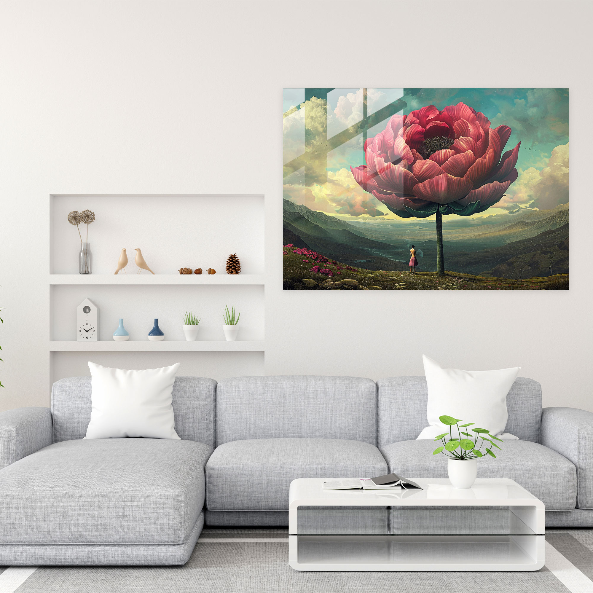 Giant Flowers Glass Wall Art - Surrealism Art, Giant Flowers, Artistic, Glass Wall Art
