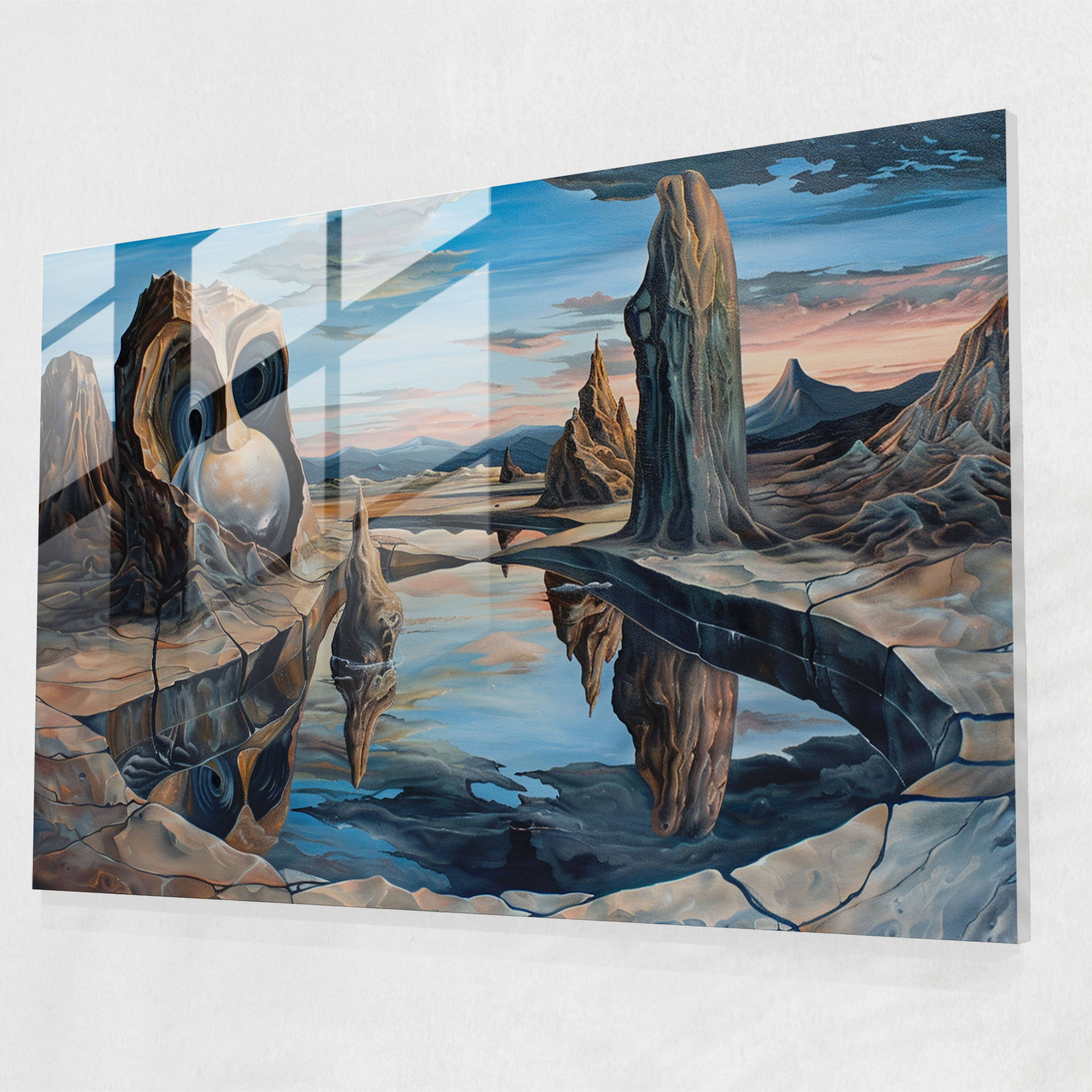 Dali-Inspired Landscapes Glass Wall Art - Surrealism Art, Home Decoration, Glass Wall Art, Dali-Inspired