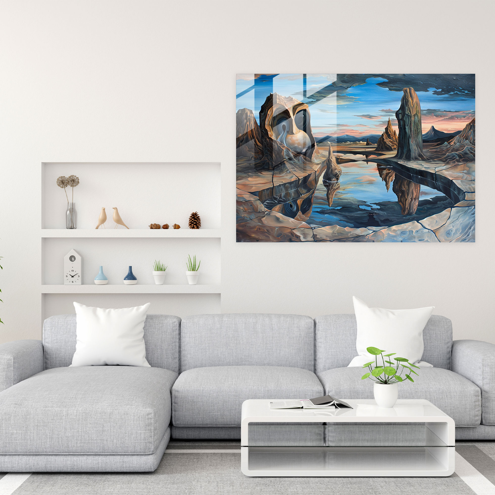 Dali-Inspired Landscapes Glass Wall Art - Surrealism Art, Home Decoration, Glass Wall Art, Dali-Inspired