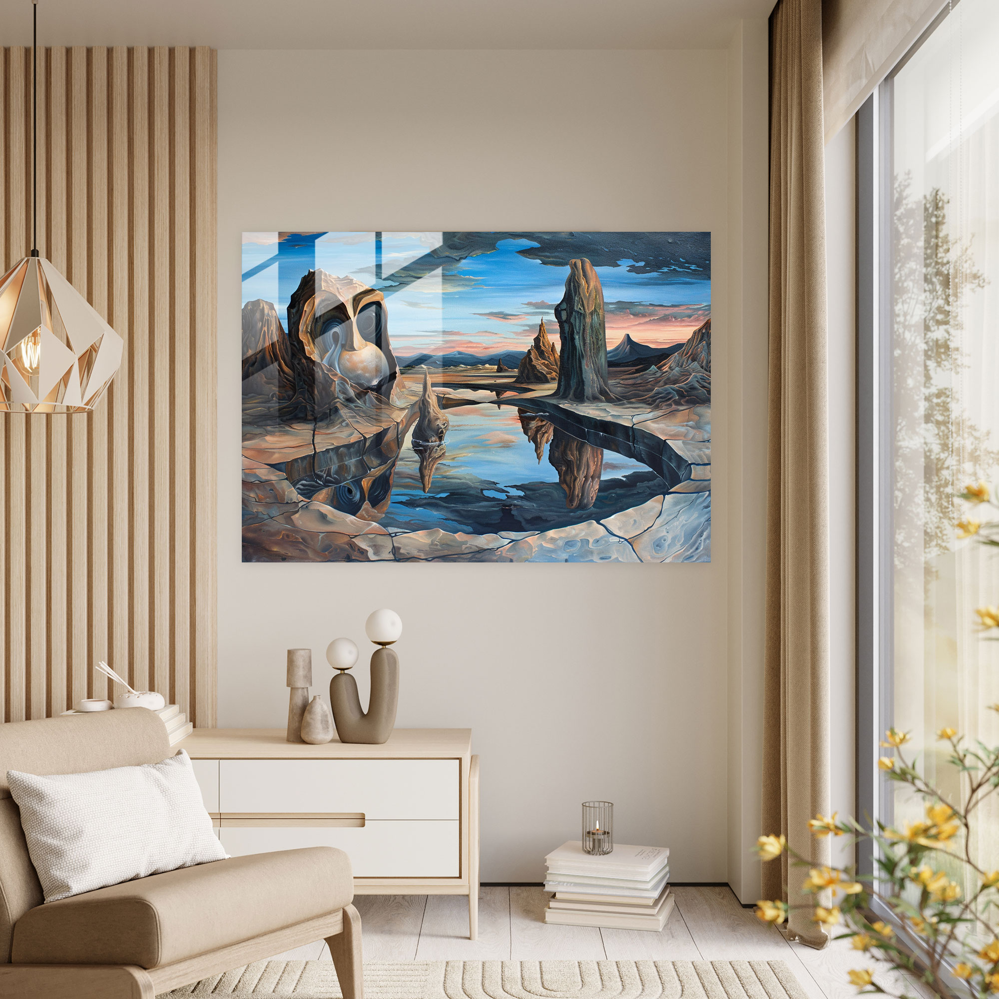 Dali-Inspired Landscapes Glass Wall Art - Surrealism Art, Home Decoration, Glass Wall Art, Dali-Inspired