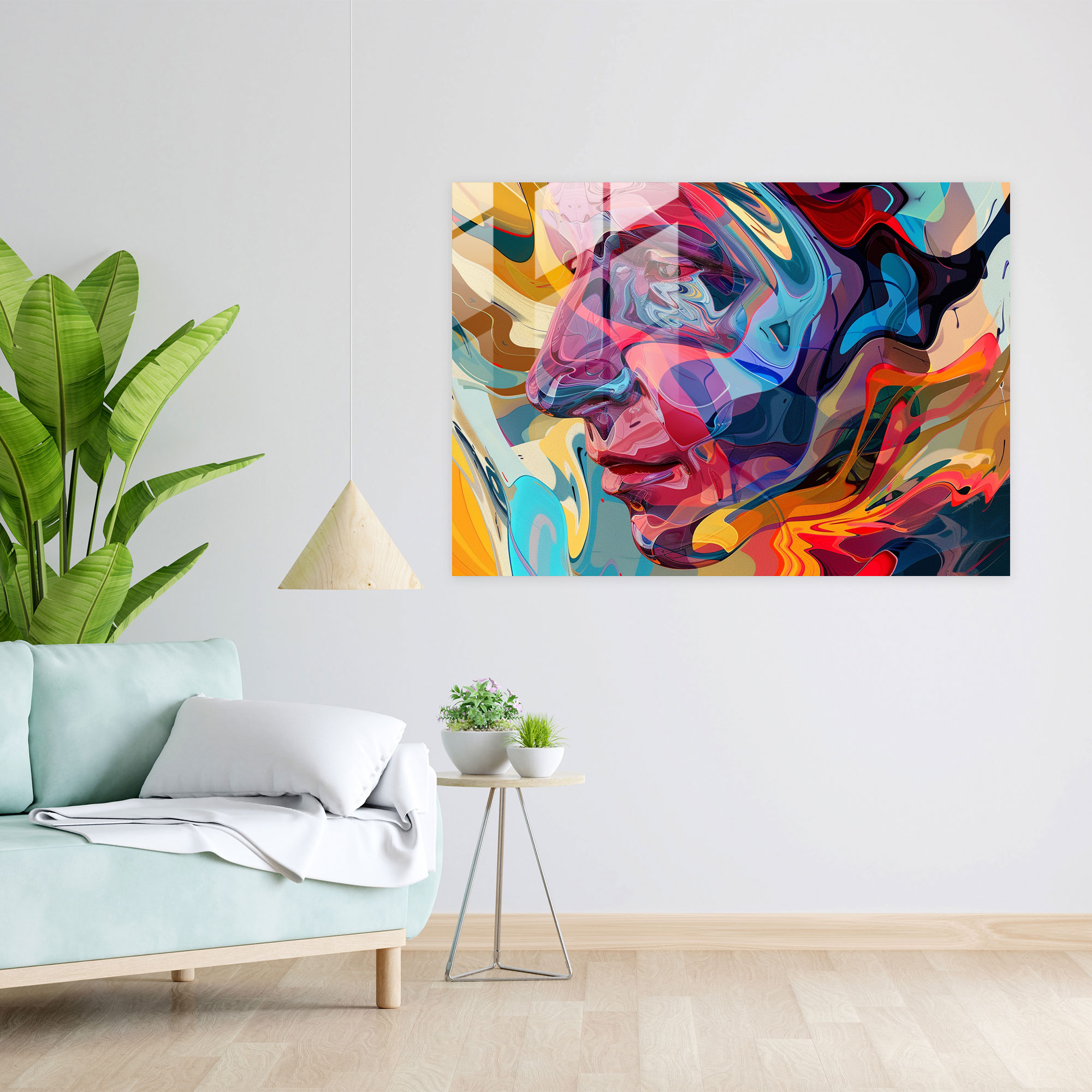 Abstract Shapes Glass Print - Surrealism Art, Home Decoration, Distorted Figures, Glass Print
