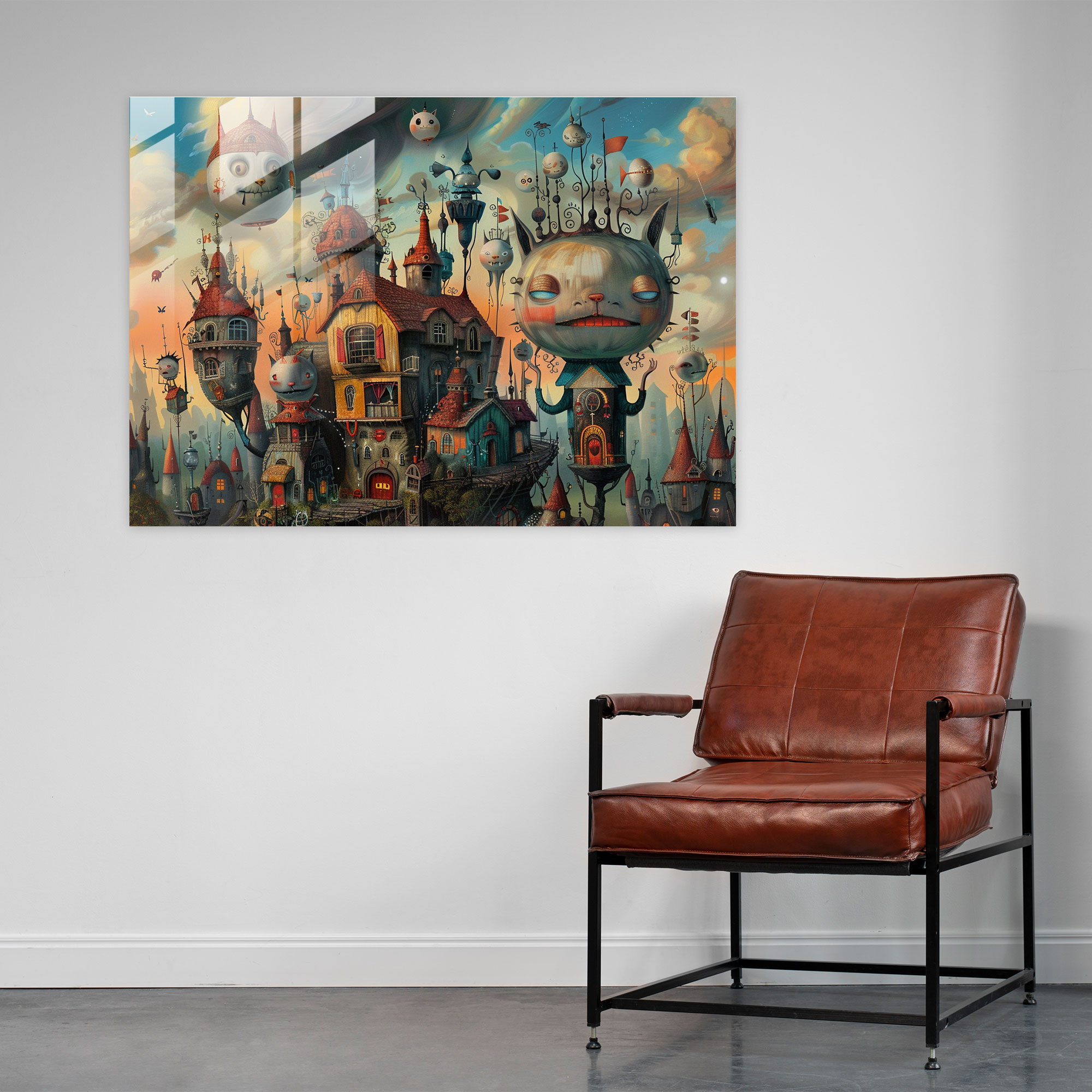 Whimsical Characters Glass Print - Surrealism Art, Surrealism Art, Unique, Whimsical Characters