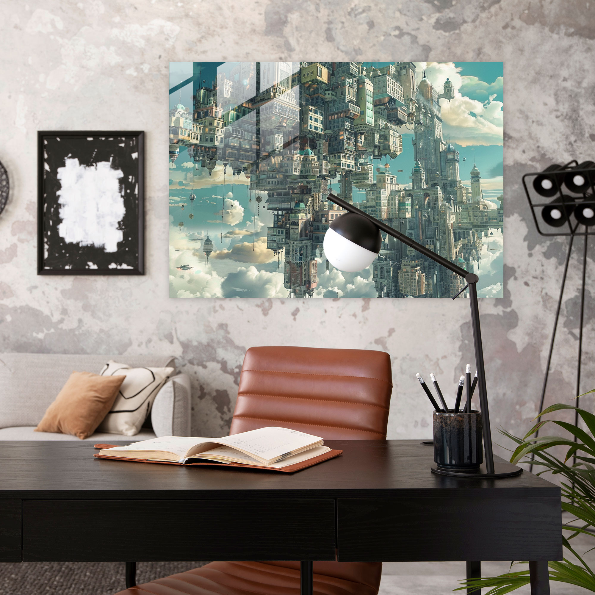 Surreal Cityscapes Glass Wall Art - Surrealism Art, Impossible Architecture, Home Decoration, Surreal Cityscapes