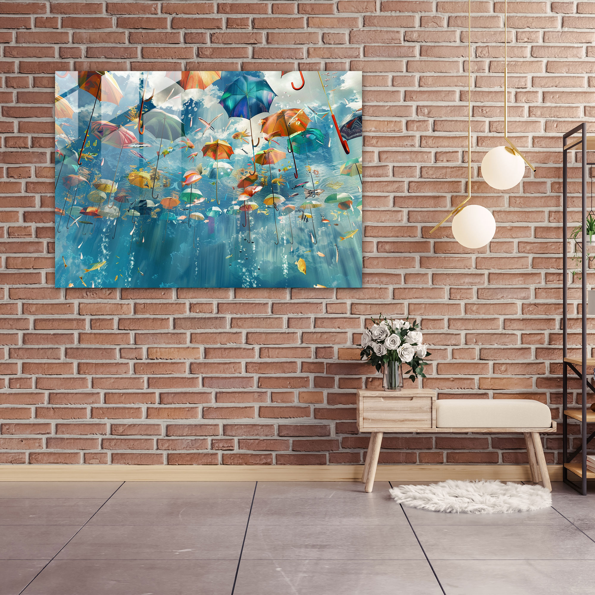 Surrealism Flying Fish Glass Wall Art - Surrealism Art, Surrealism Art, Modern Art, Glass Wall Art