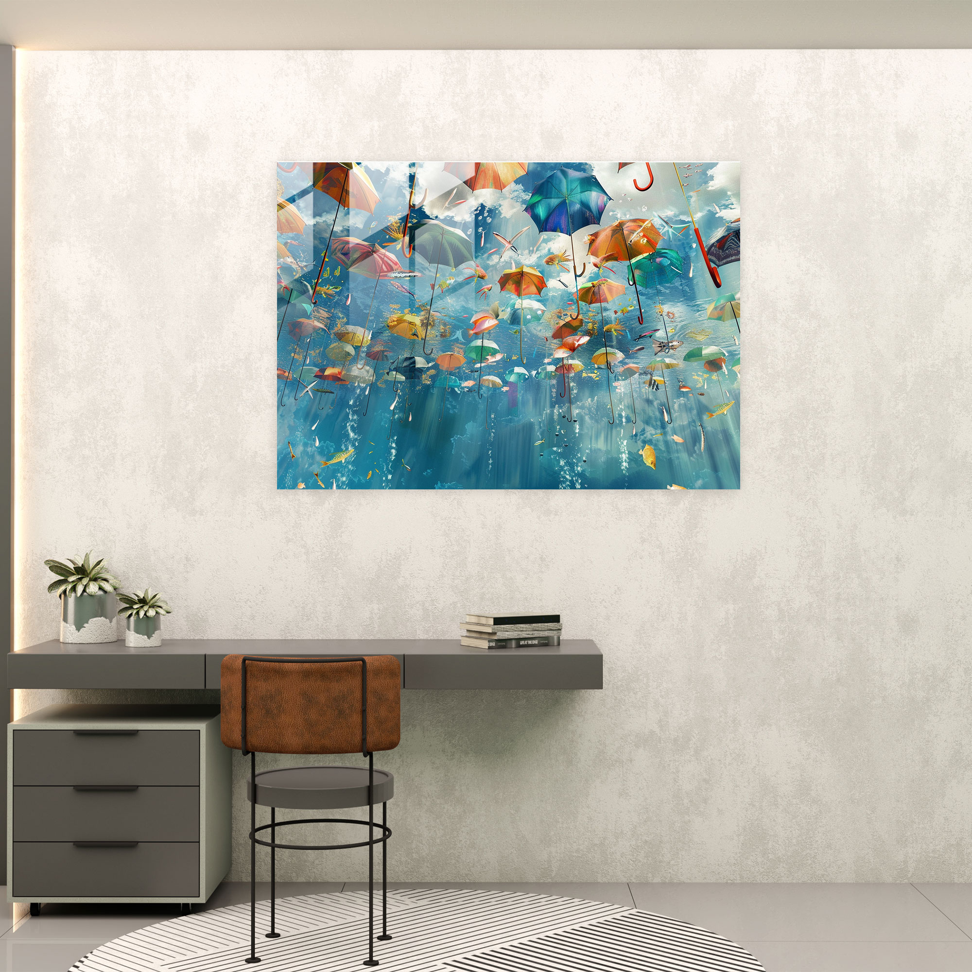 Surrealism Flying Fish Glass Wall Art - Surrealism Art, Surrealism Art, Modern Art, Glass Wall Art
