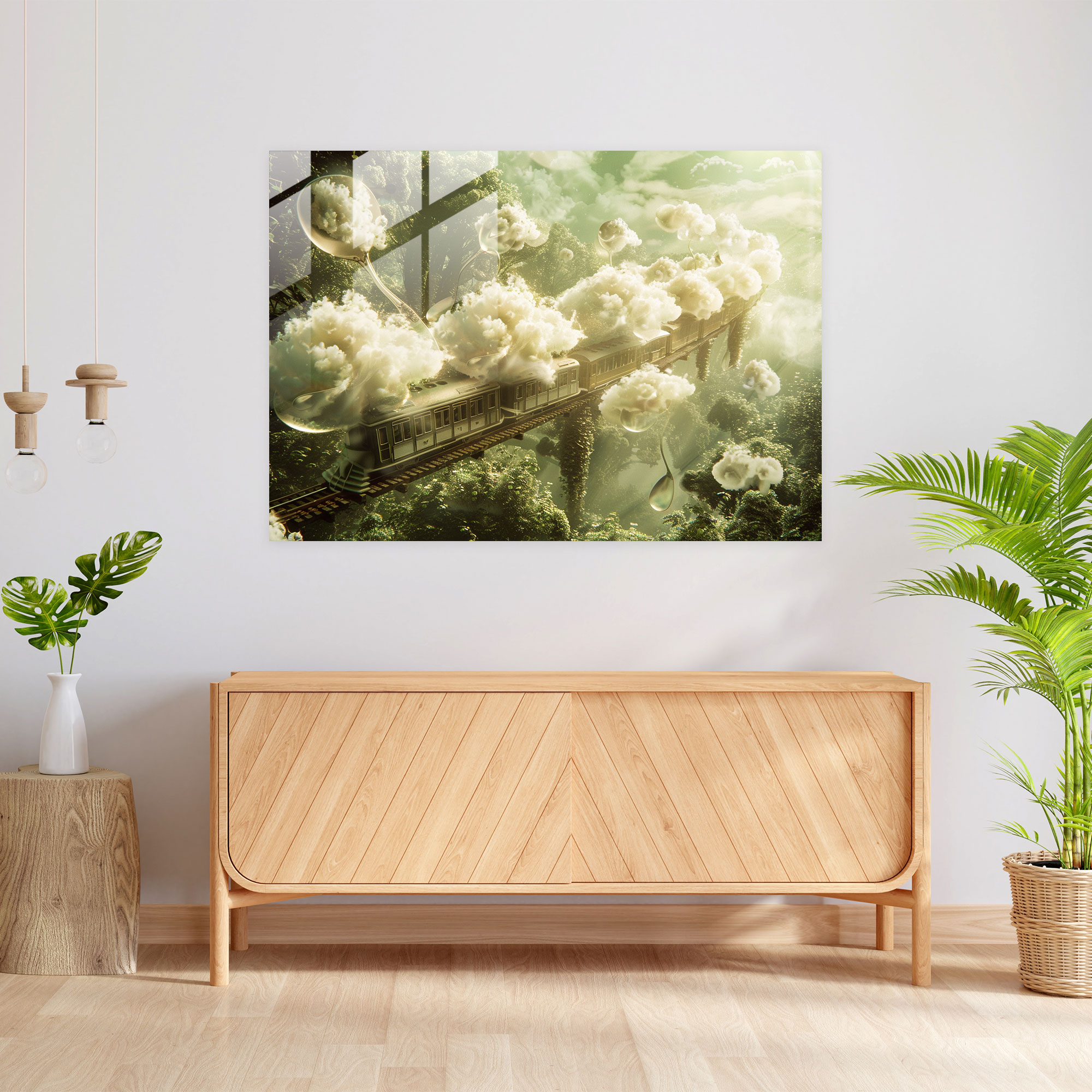 Surrealism Cloud Train Home Decoration - Surrealism Art, Surrealism Art, Glass Art, Modern Art