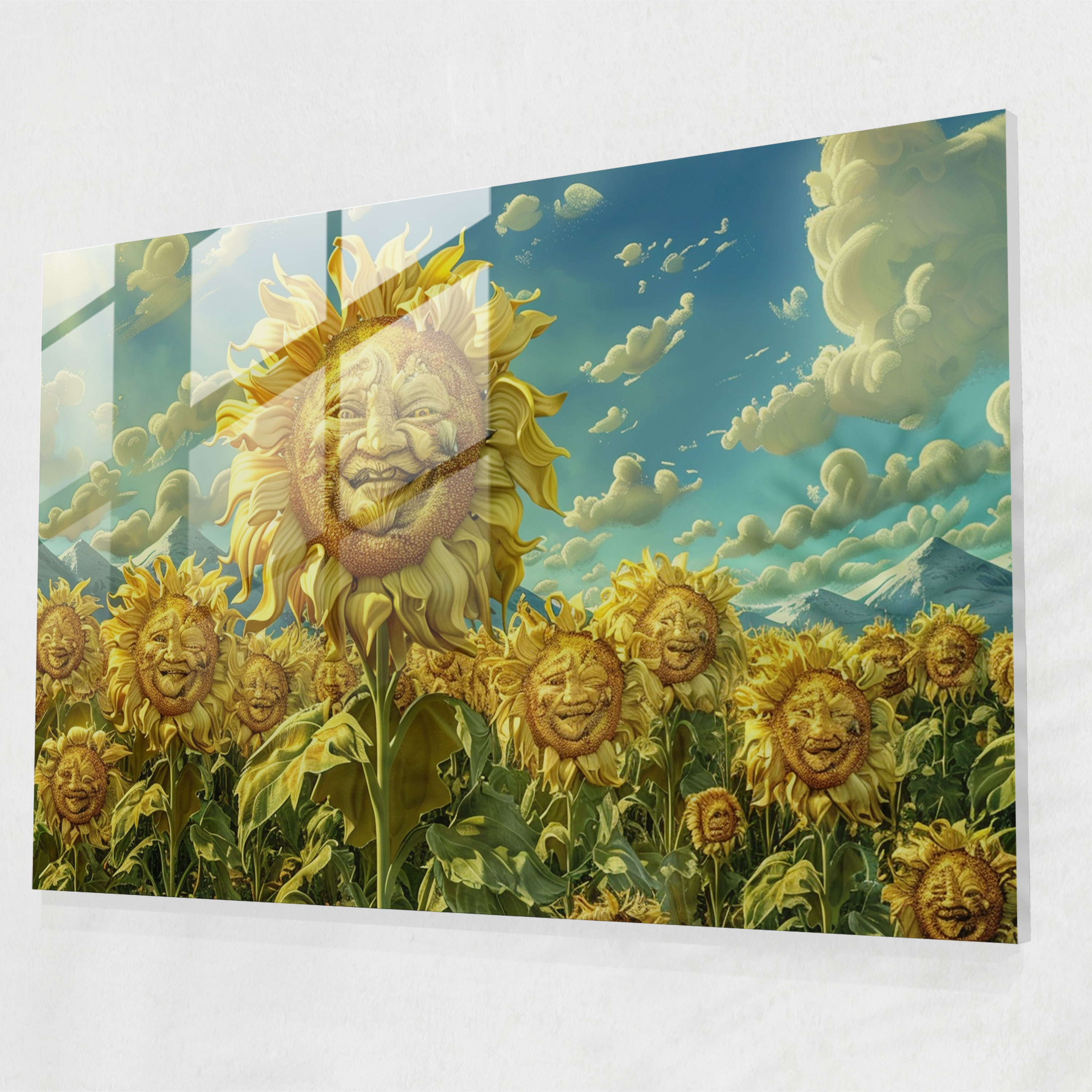 Surrealism Giant Sunflowers Glass Art - Surrealism Art, Wall Decoration, Surrealism Art, Glass Art