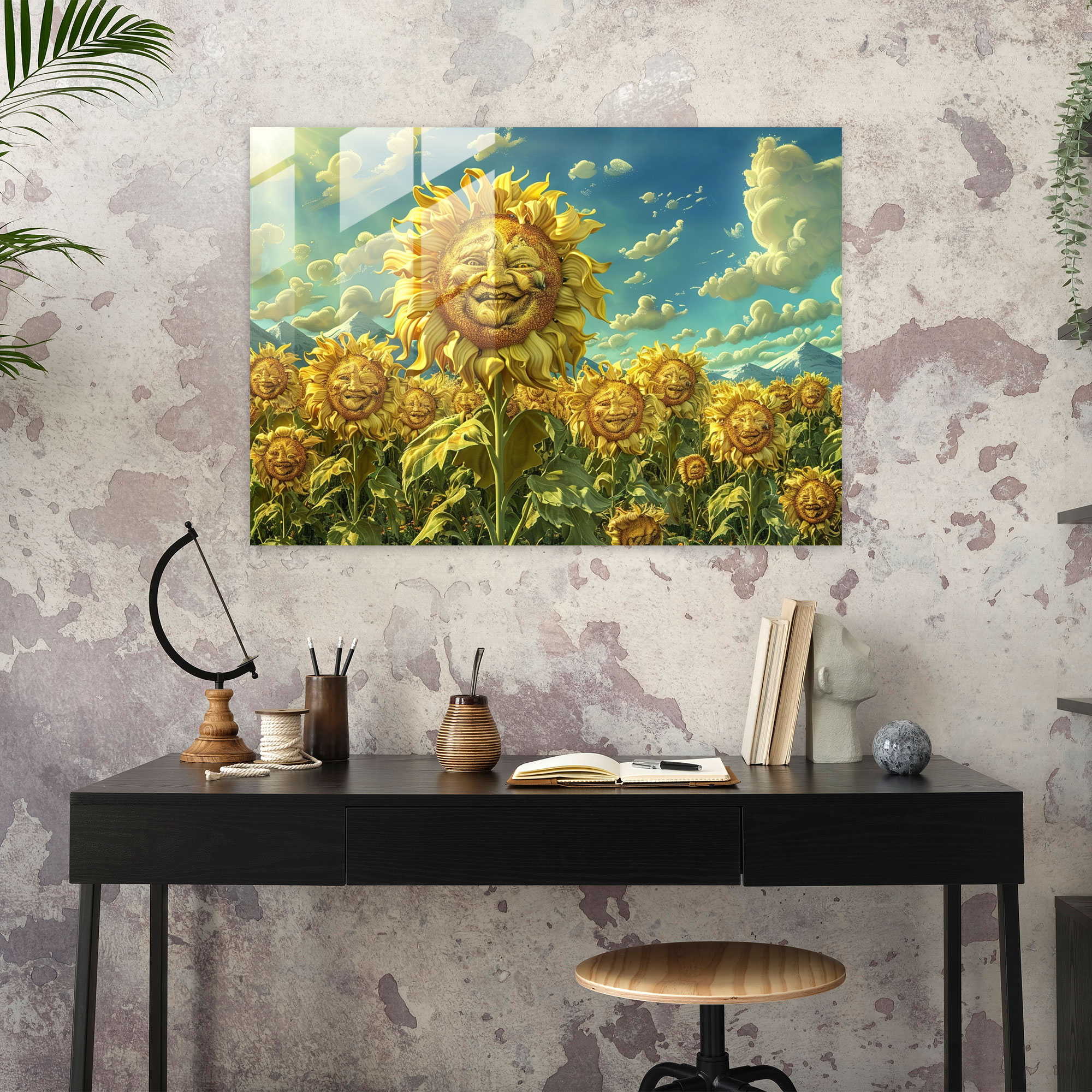 Surrealism Giant Sunflowers Glass Art - Surrealism Art, Wall Decoration, Surrealism Art, Glass Art