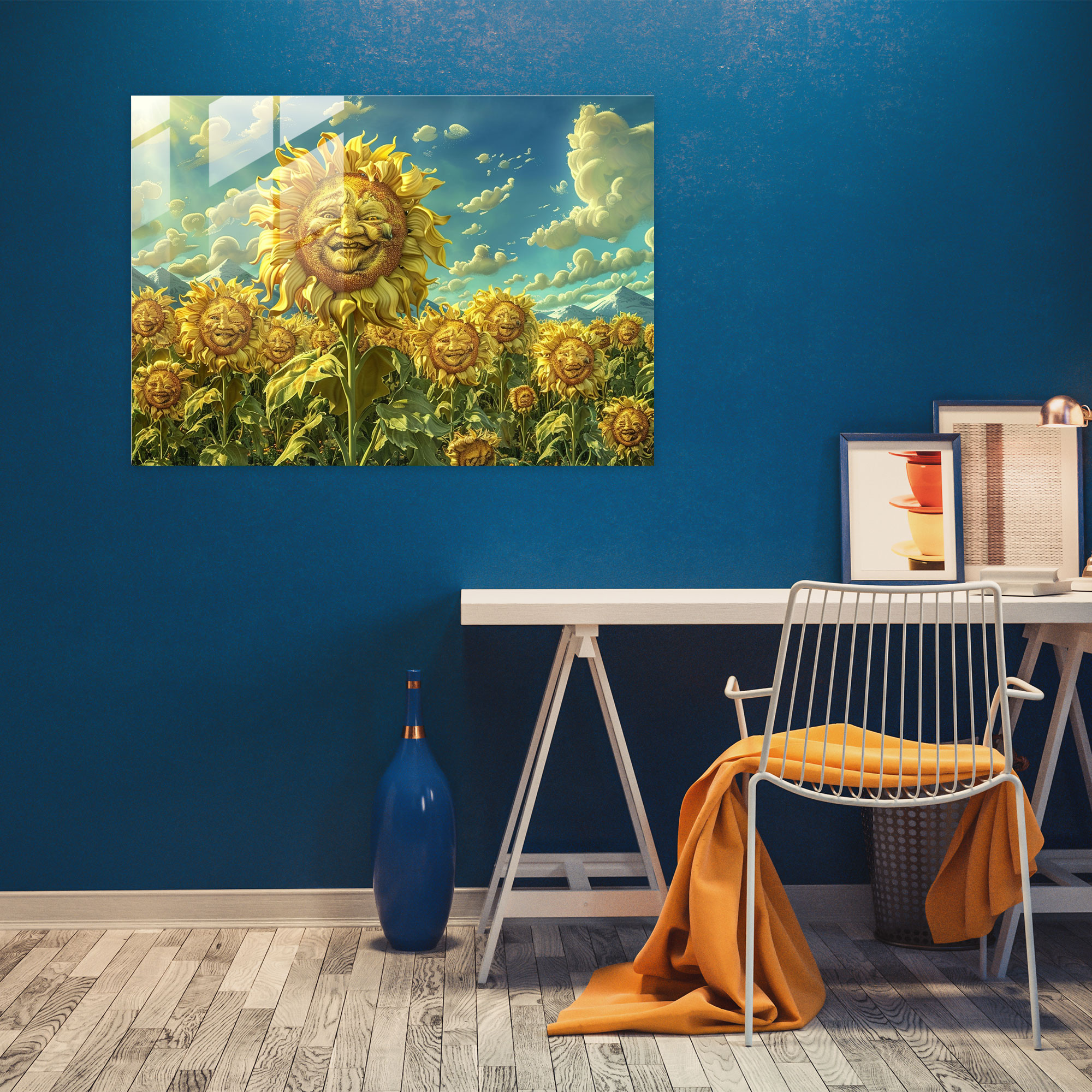Surrealism Giant Sunflowers Glass Art - Surrealism Art, Wall Decoration, Surrealism Art, Glass Art