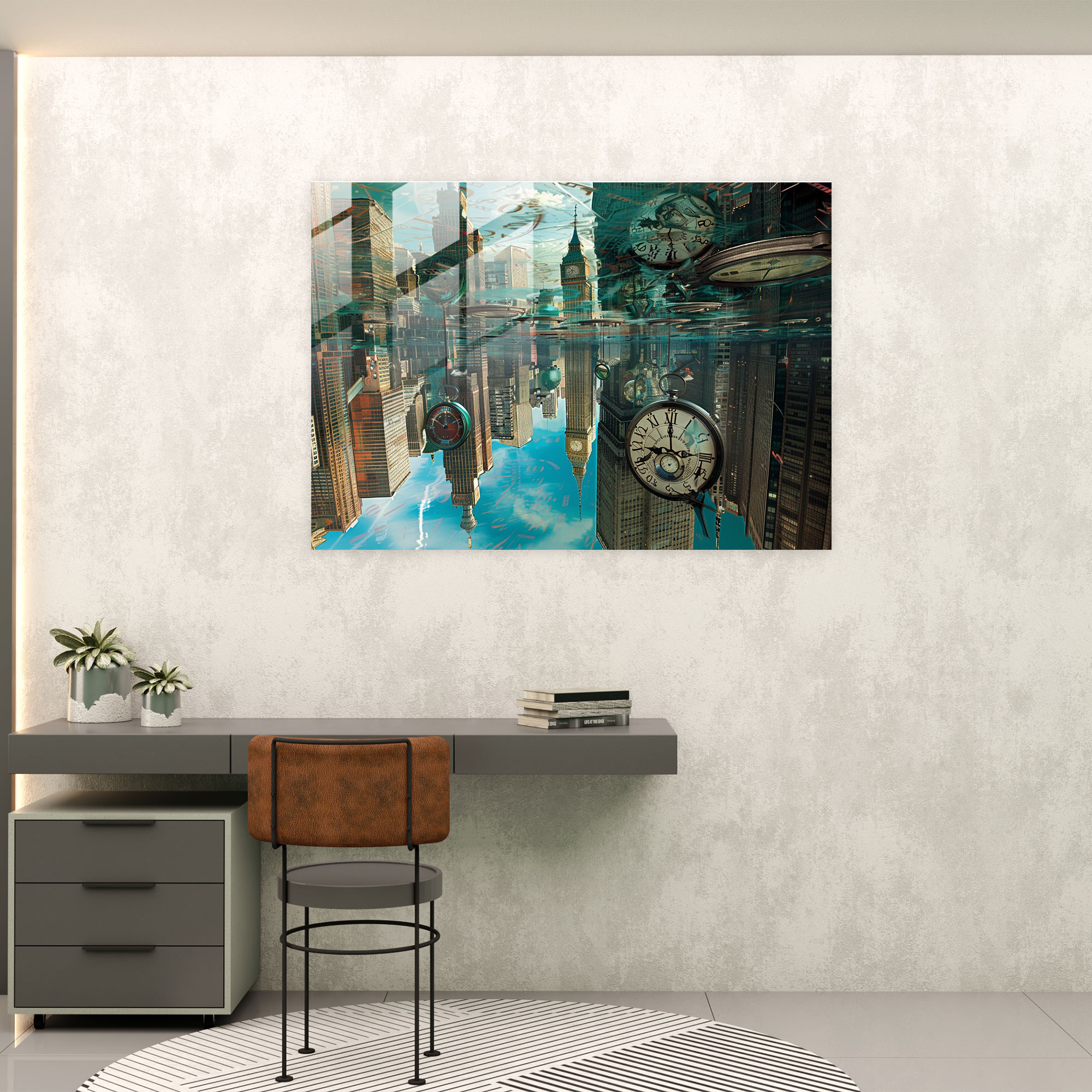 Surrealism Cityscape Glass Wall Art - Surrealism Art, Wall Decoration, Surrealism Art, Glass Wall Art