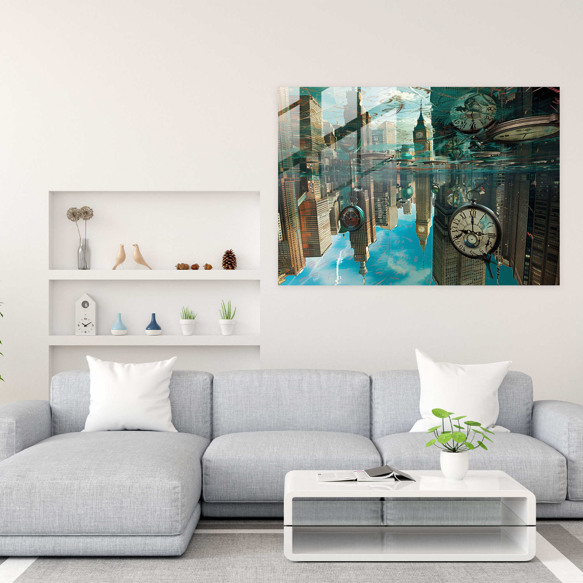 Surrealism Cityscape Glass Wall Art - Surrealism Art, Wall Decoration, Surrealism Art, Glass Wall Art