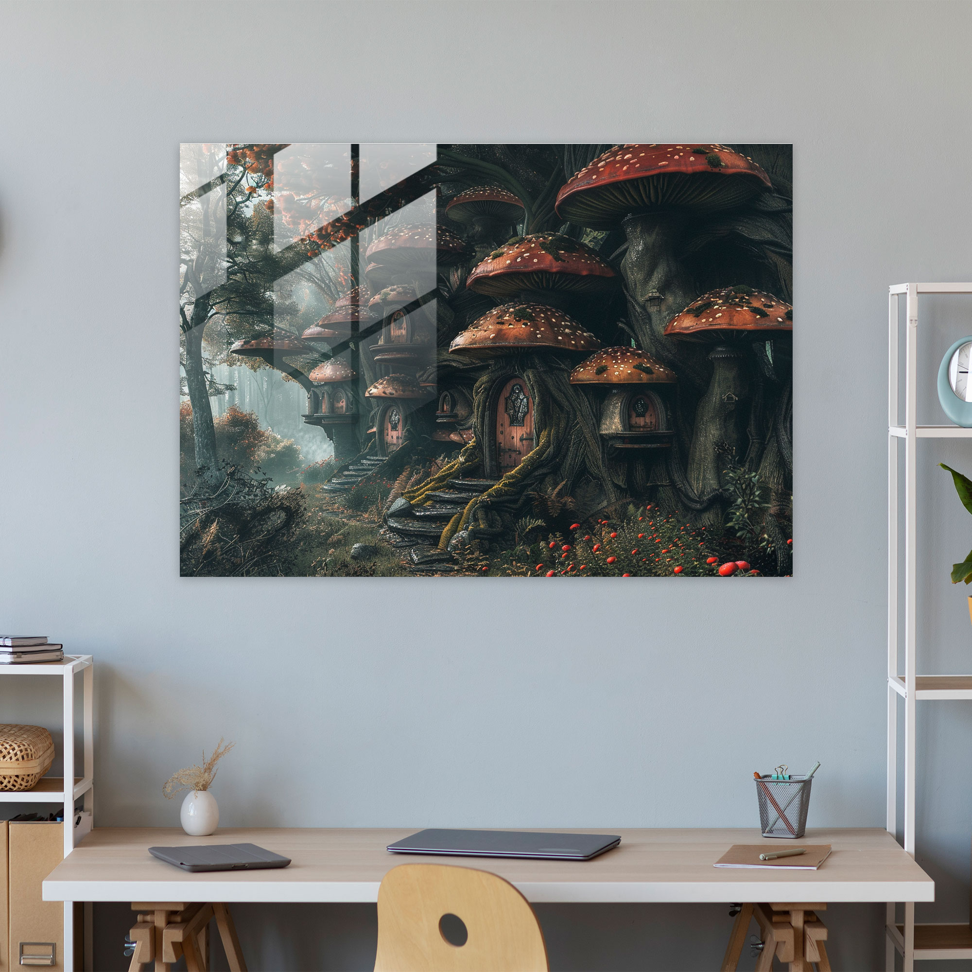 Surrealism Giant Mushrooms Home Decoration - Surrealism Art, Glass Art, Modern Art, Surrealism Art