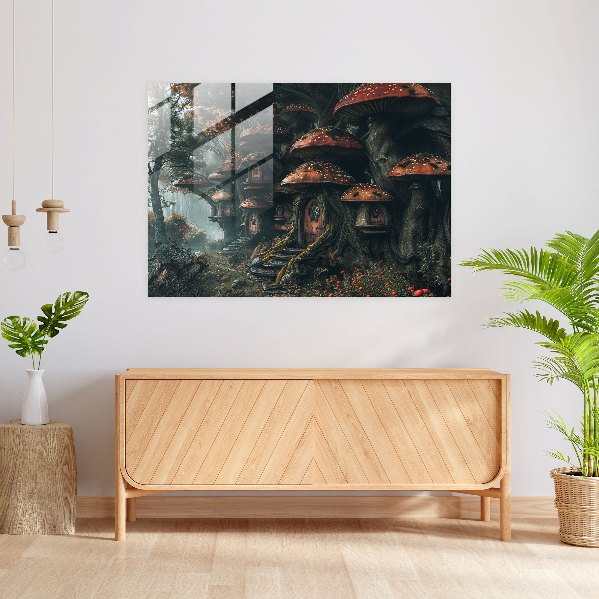 Surrealism Giant Mushrooms Home Decoration - Surrealism Art, Glass Art, Modern Art, Surrealism Art