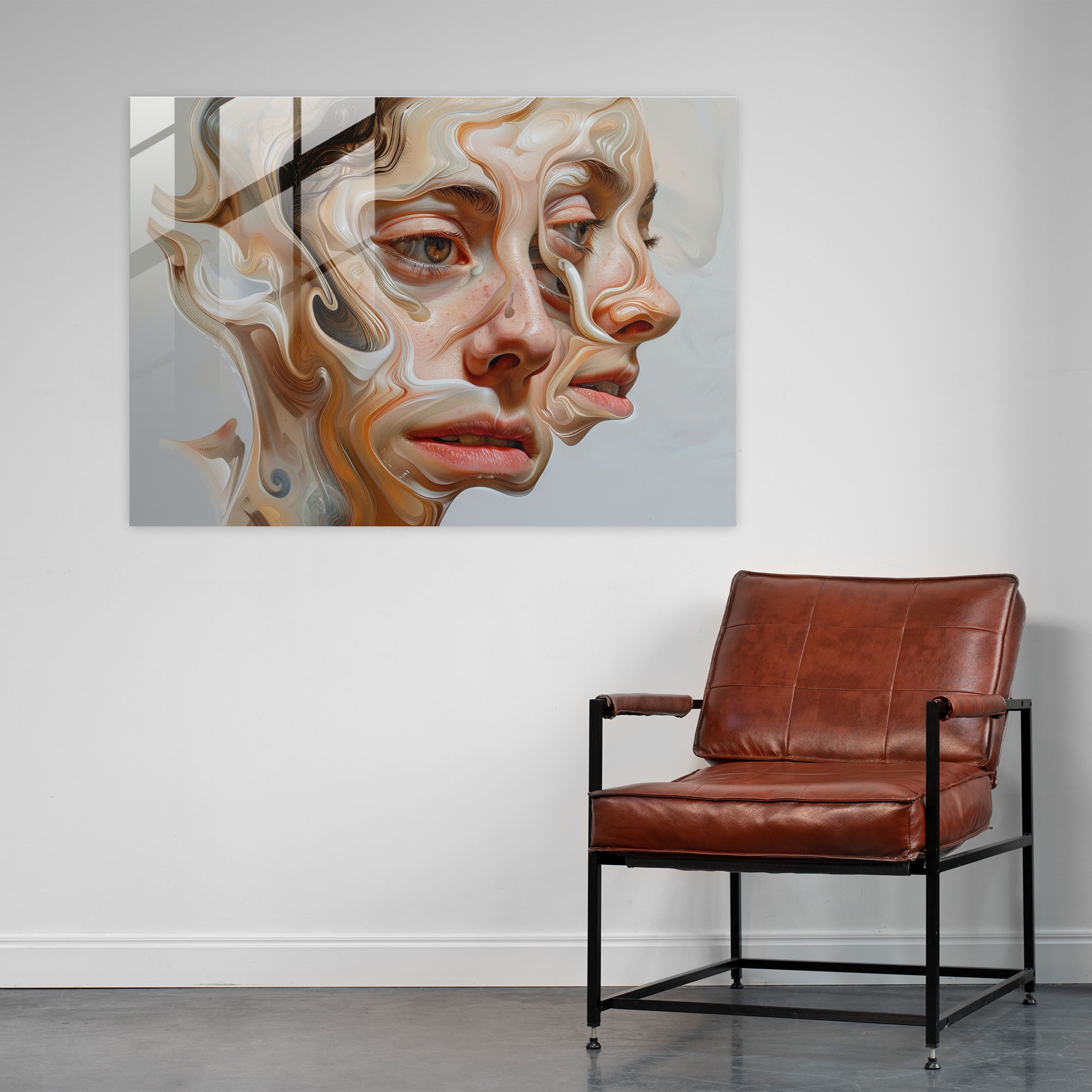Surrealism Art Glass Print - Distorted Portrait - Surrealism Art, Glass Wall Art, Intriguing, Home Decoration