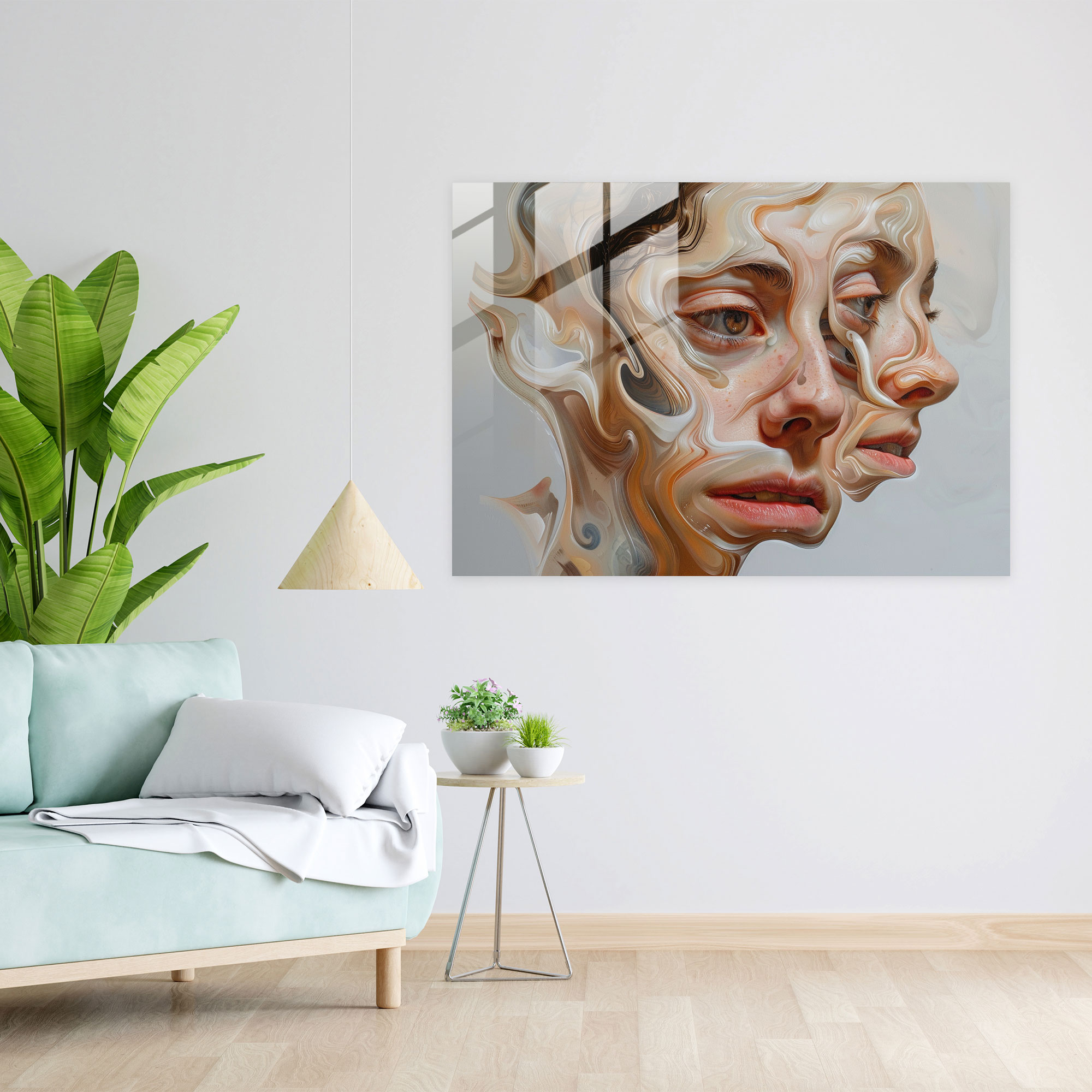 Surrealism Art Glass Print - Distorted Portrait - Surrealism Art, Glass Wall Art, Intriguing, Home Decoration