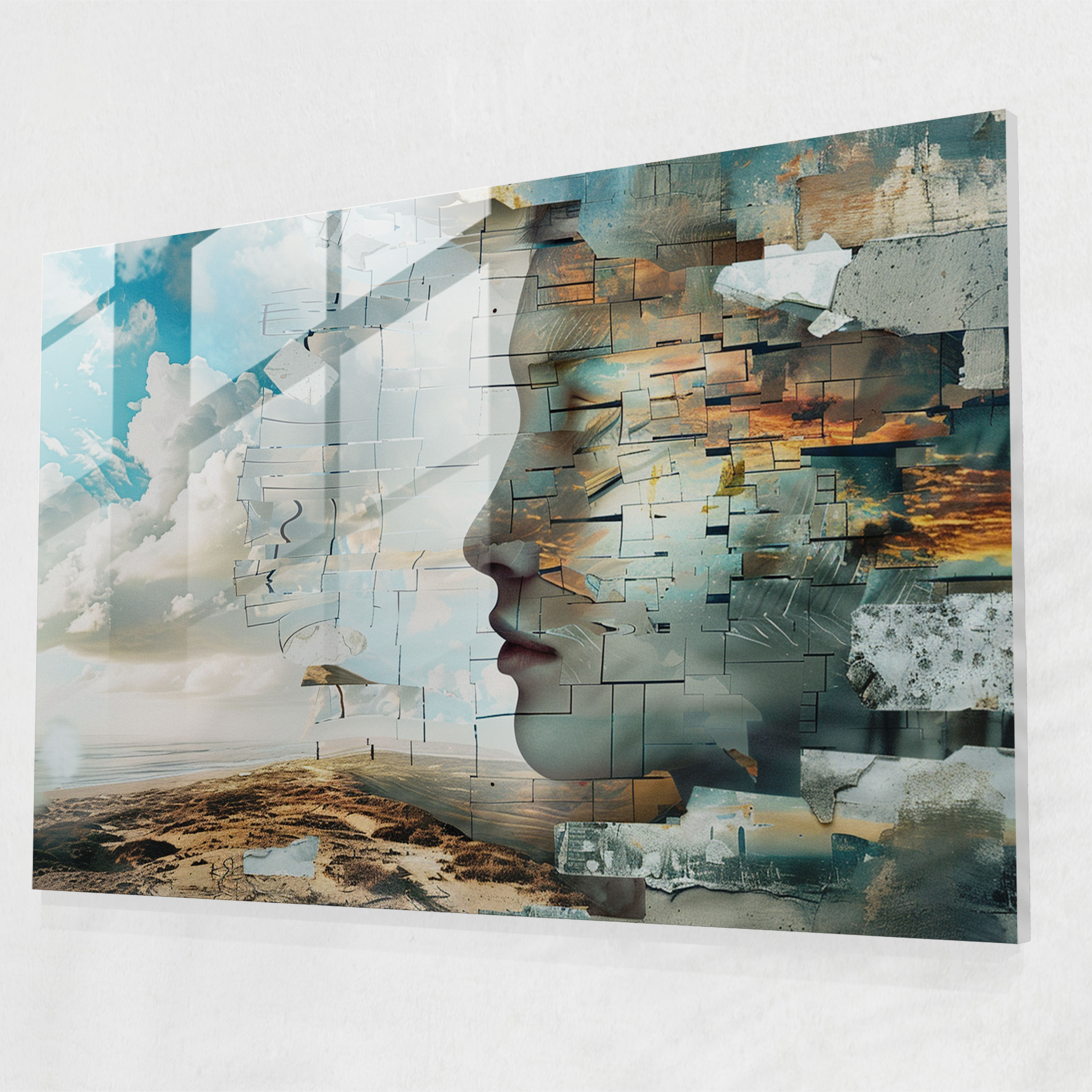 Surrealism Art Glass Print - Fragmented Composition - Surrealism Art, Abstract, Composition, Visually Striking