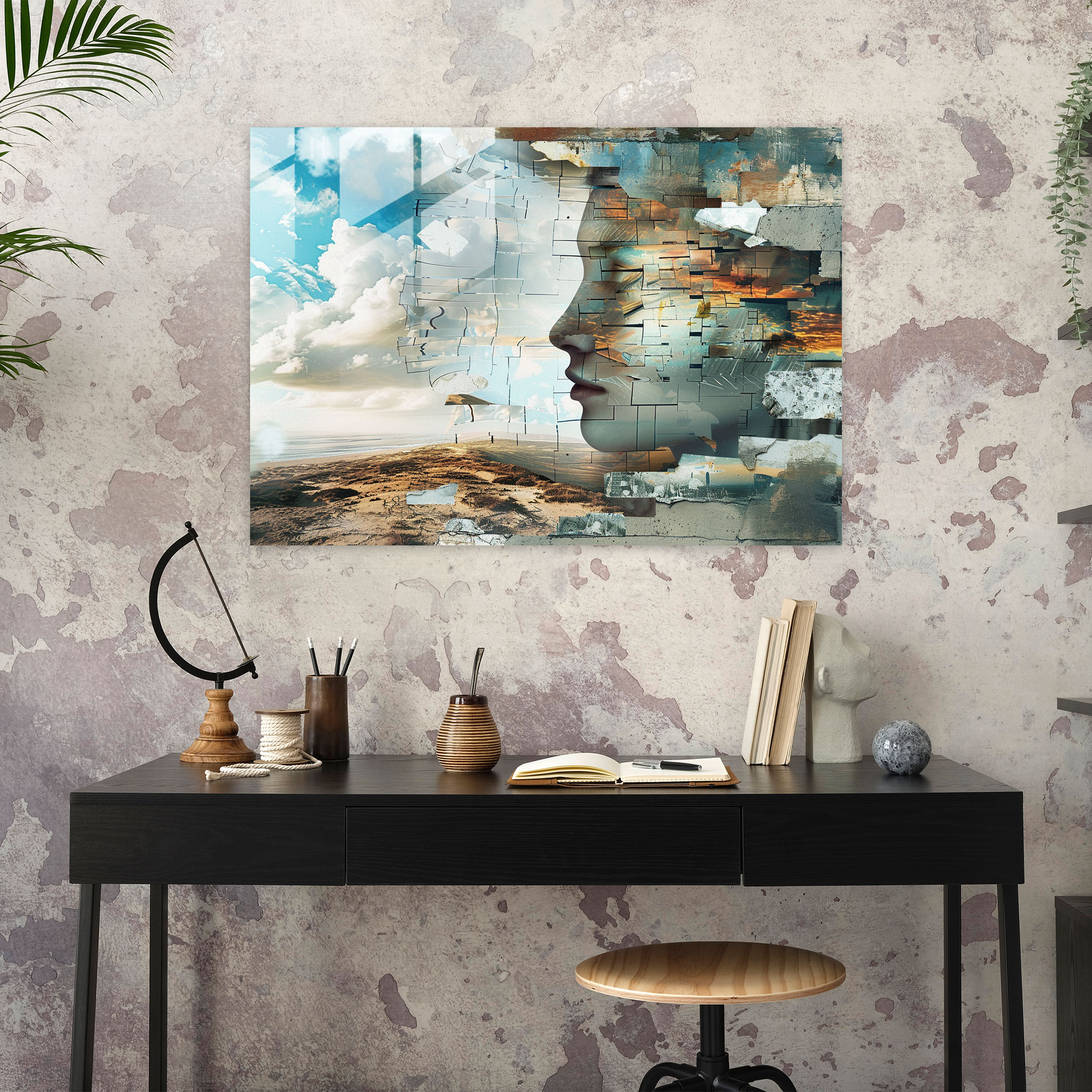 Surrealism Art Glass Print - Fragmented Composition - Surrealism Art, Abstract, Composition, Visually Striking