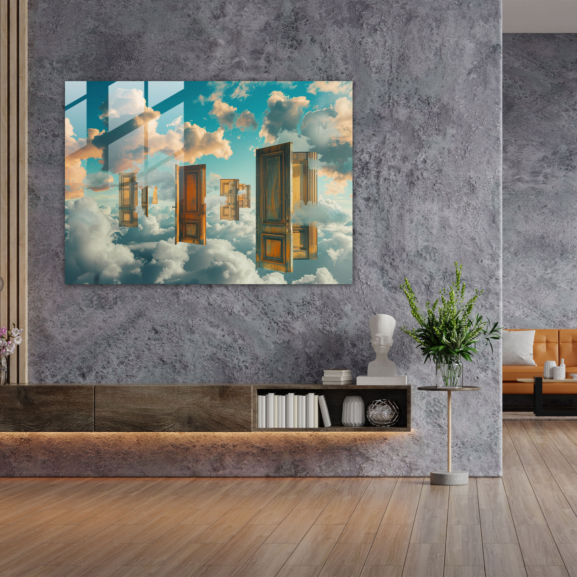 Surrealism Art Glass Print - Floating Doors Dream - Surrealism Art, Surrealism Art, Imagination, Glass Art