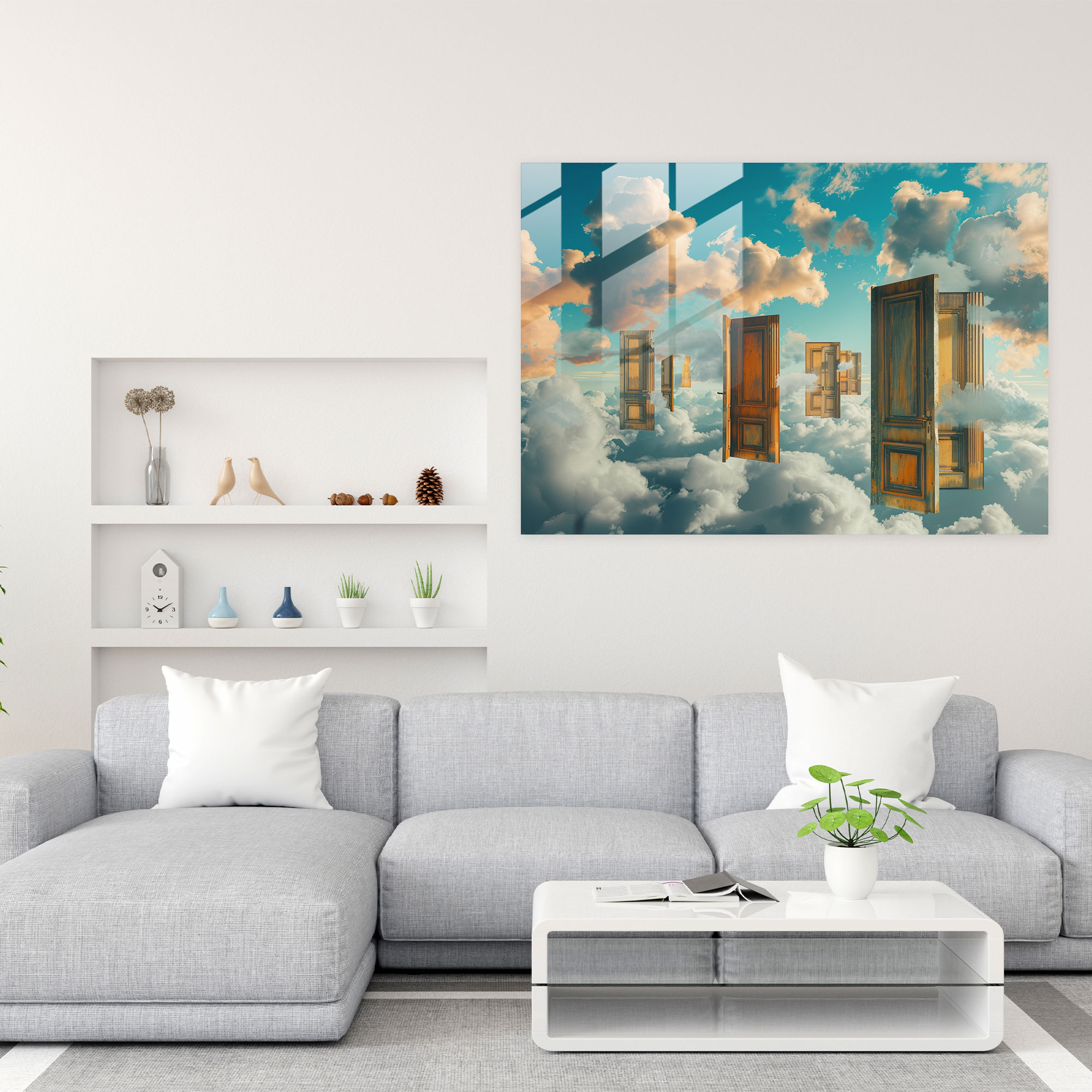 Surrealism Art Glass Print - Floating Doors Dream - Surrealism Art, Surrealism Art, Imagination, Glass Art