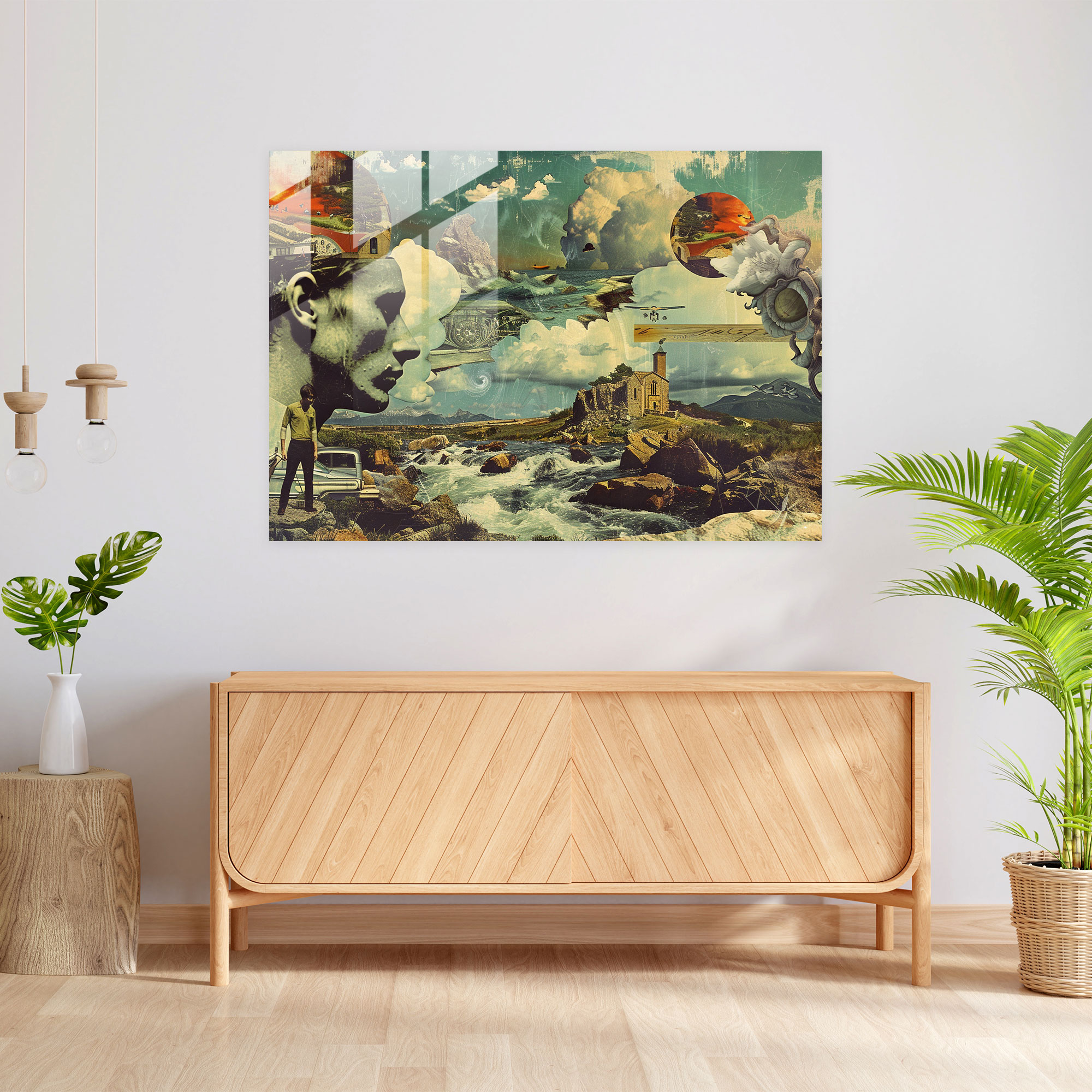 Surrealism Art Glass Print - Mismatched Elements Collage - Surrealism Art, Surrealism Art, Home Decoration, Mismatched Elements