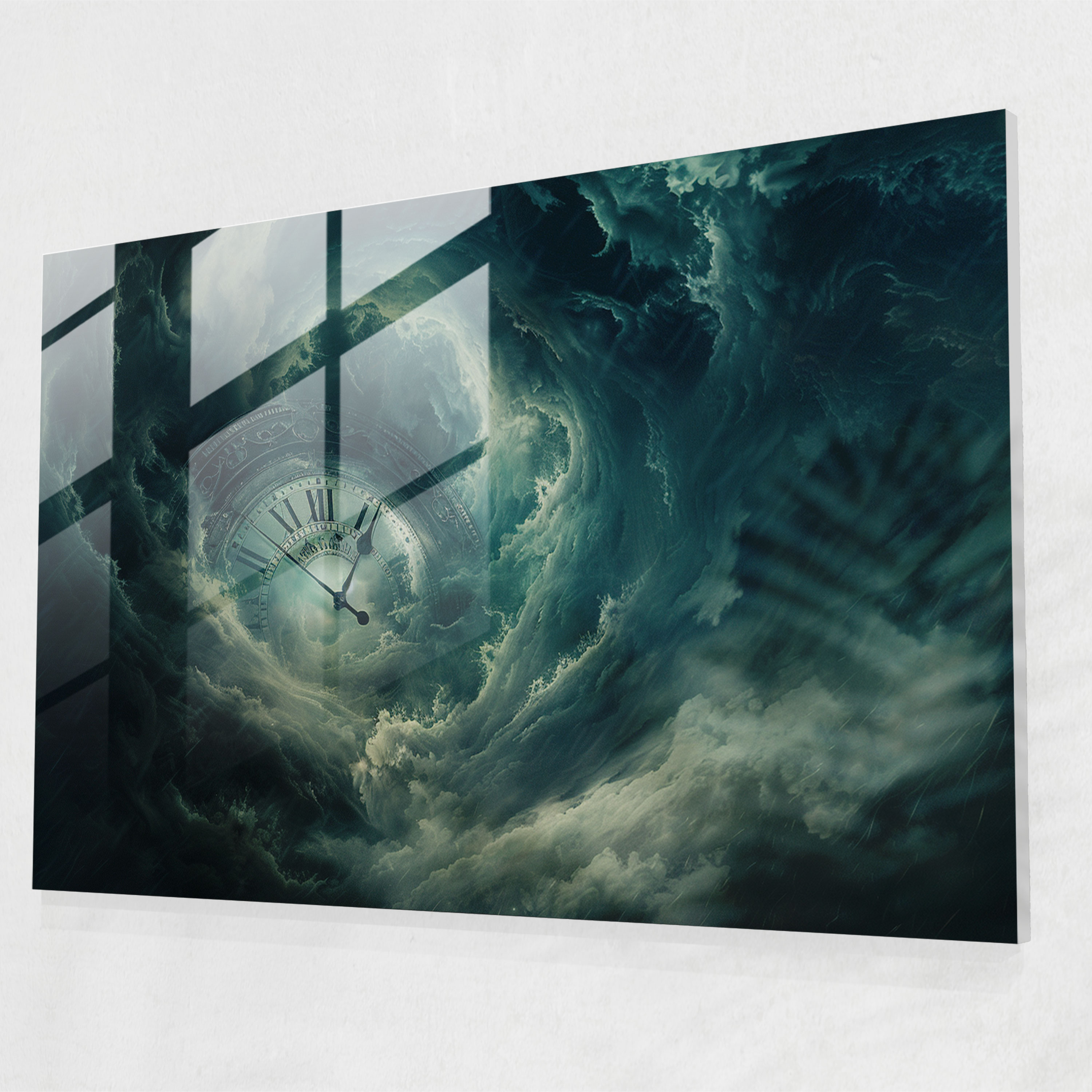 Surrealism Clock Face Glass Wall Art - Surrealism Art, Wall Decoration, Home Decoration, Surrealism Art