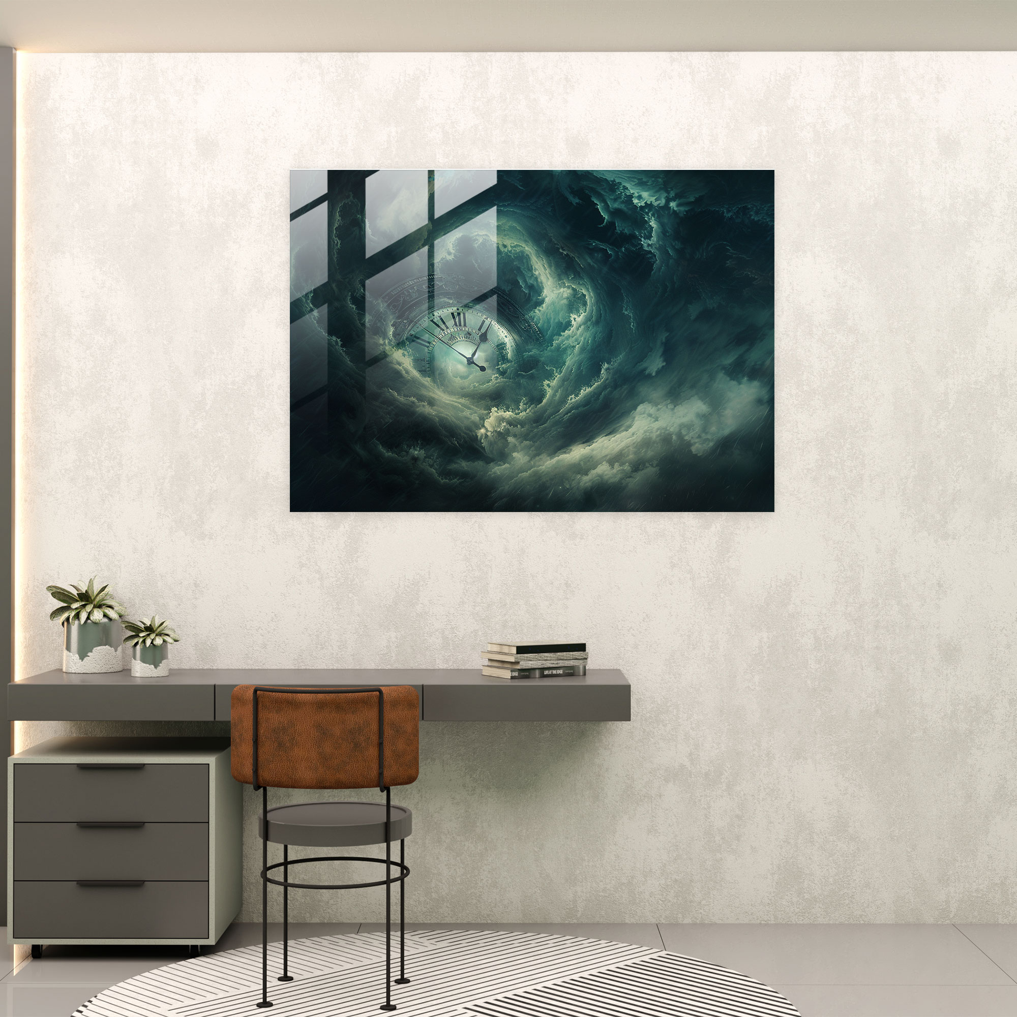 Surrealism Clock Face Glass Wall Art - Surrealism Art, Wall Decoration, Home Decoration, Surrealism Art