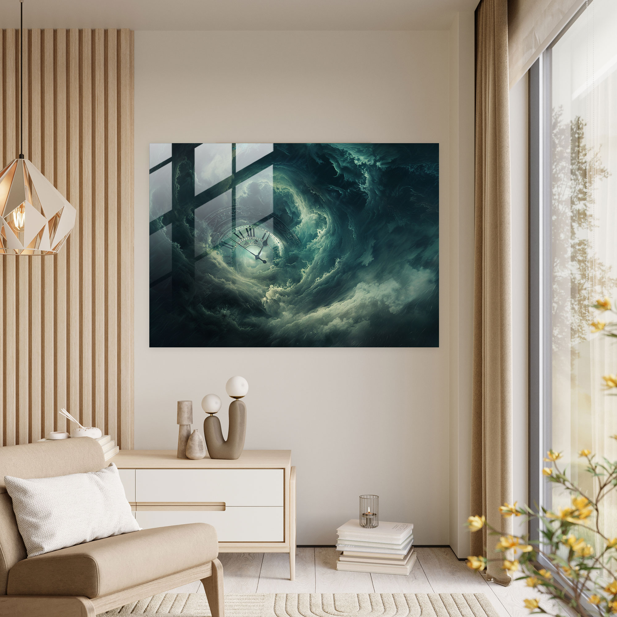 Surrealism Clock Face Glass Wall Art - Surrealism Art, Wall Decoration, Home Decoration, Surrealism Art