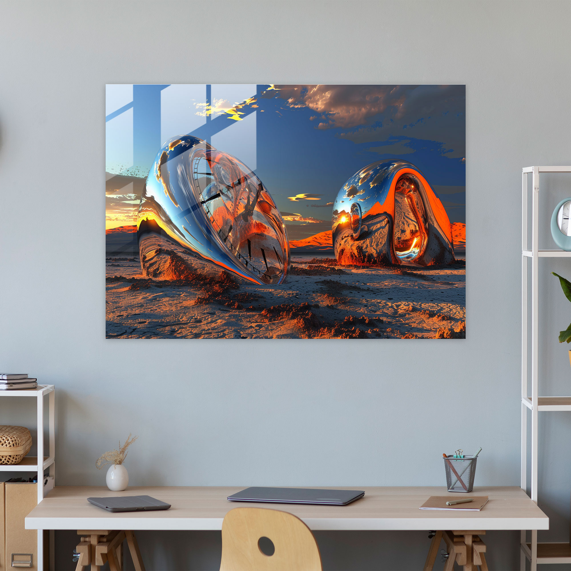 Dali Clocks Surrealism Glass Print - Surrealism Art, Wall Decoration, Glass Art, Surrealism Art