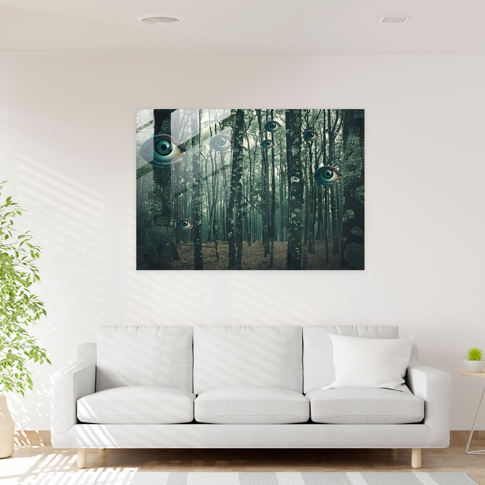 Enigmatic Eyes Forest Glass Print - Surrealism Art, Surrealism Art, Glass Art, Glass Print