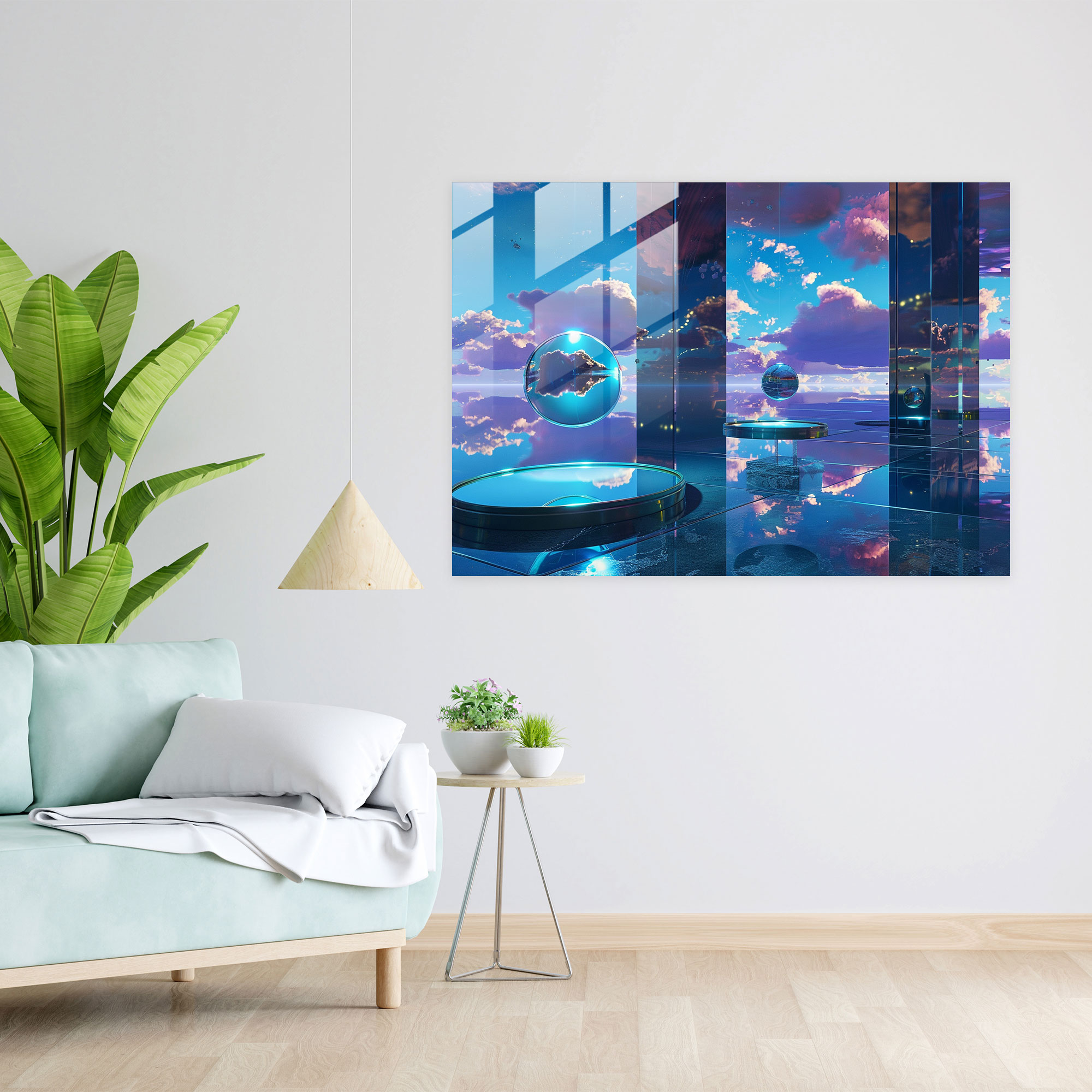 Floating Mirrors Space Glass Art - Surrealism Art, Wall Decoration, Home Decoration, Modern Art