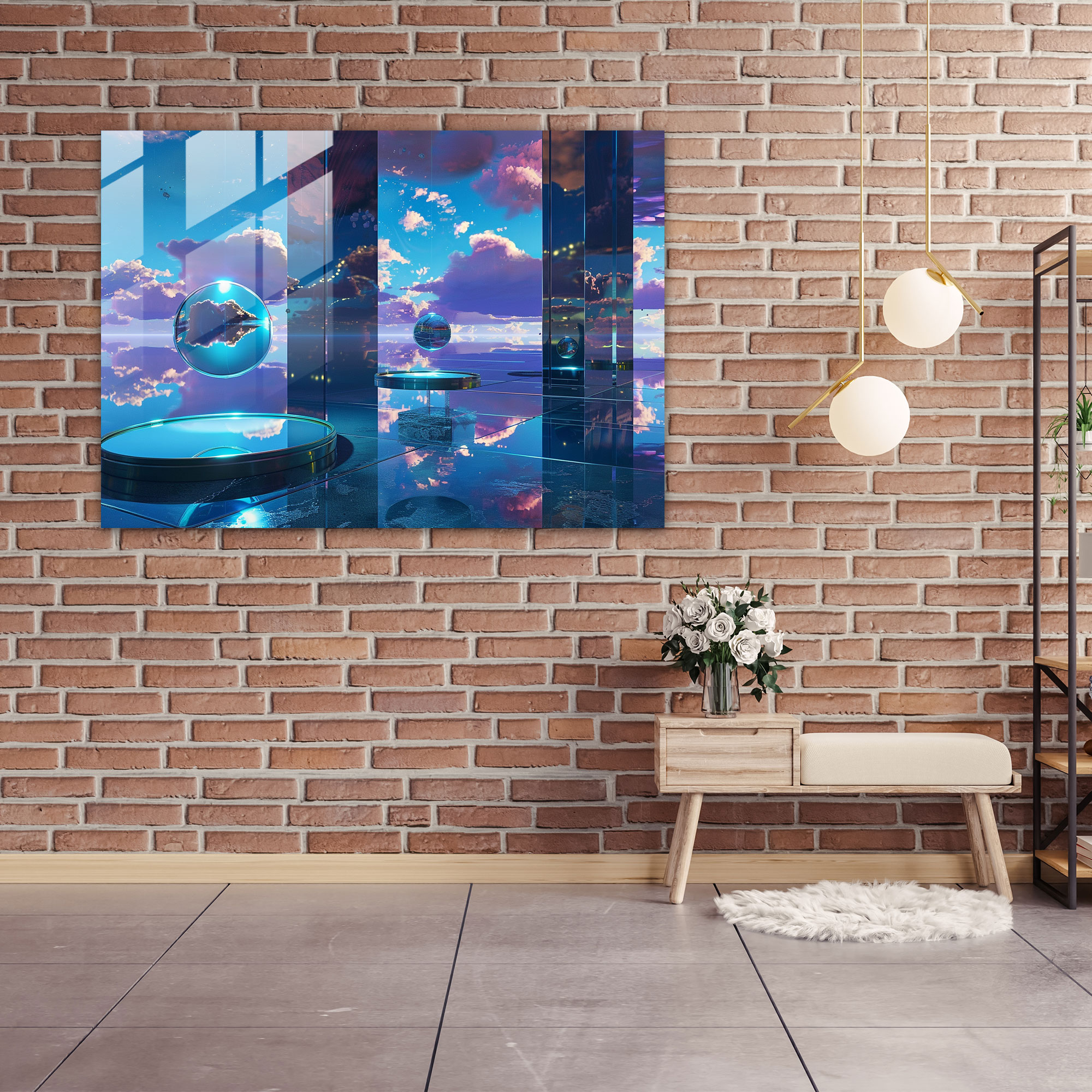 Floating Mirrors Space Glass Art - Surrealism Art, Wall Decoration, Home Decoration, Modern Art