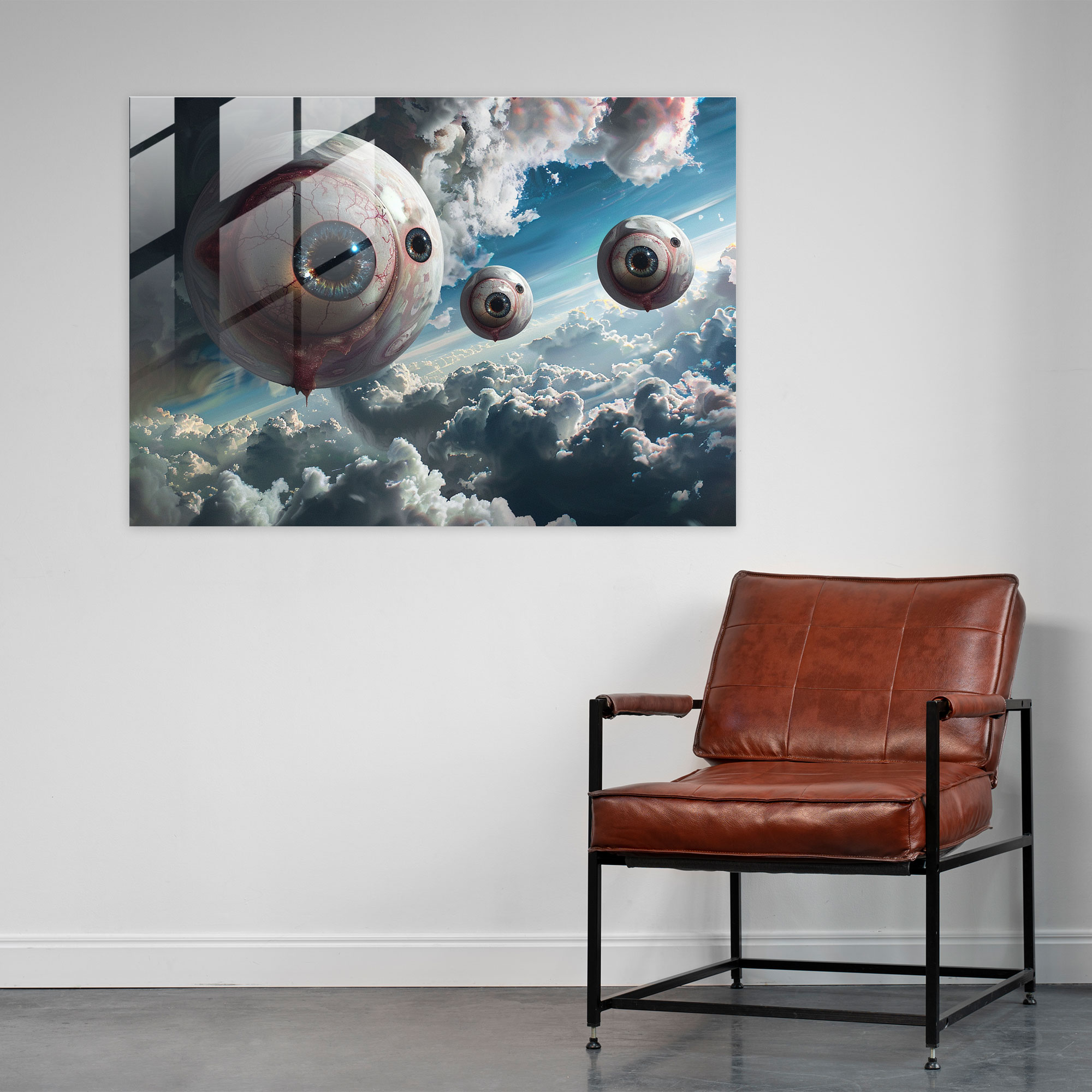 Giant Eyeballs Glass Print Wall Decoration - Surrealism Art, Surrealism Art, Wall Decoration, Glass Print