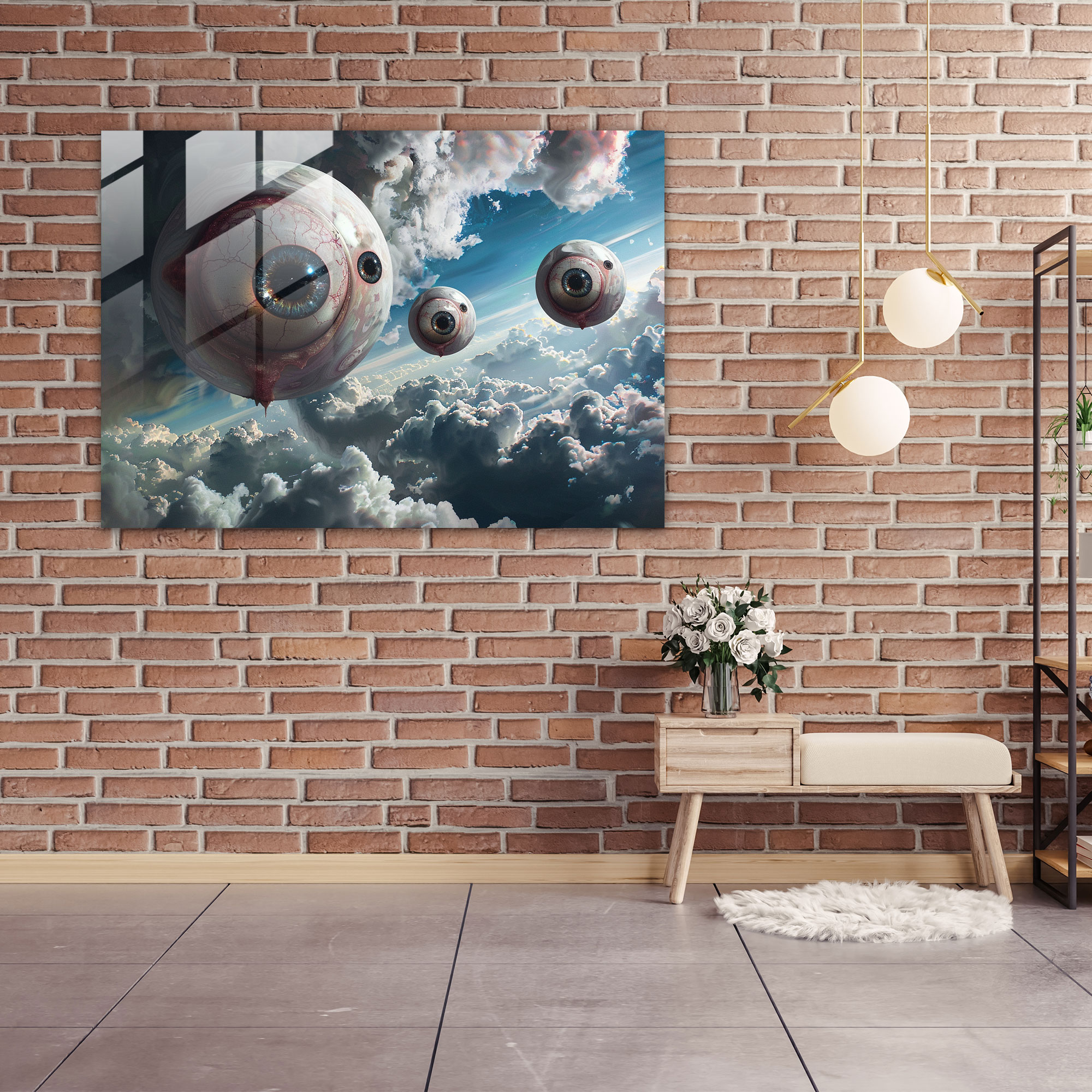 Giant Eyeballs Glass Print Wall Decoration - Surrealism Art, Surrealism Art, Wall Decoration, Glass Print