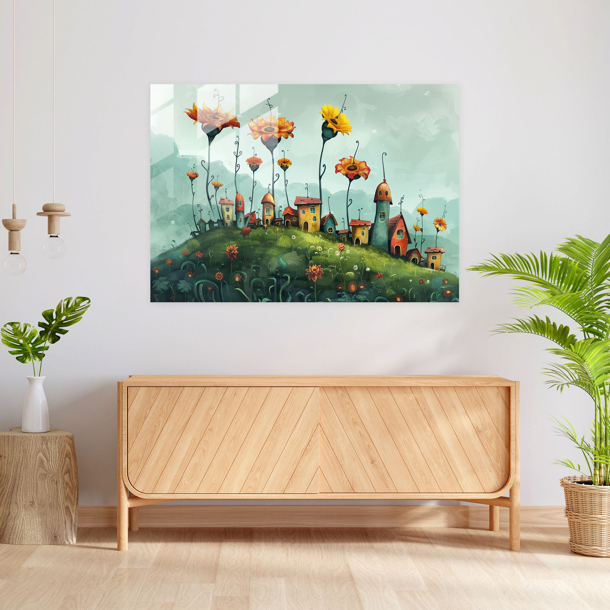 Oversized Flowers Glass Wall Art - Surrealism Art, Surrealism Art, Modern Art, Home Decoration