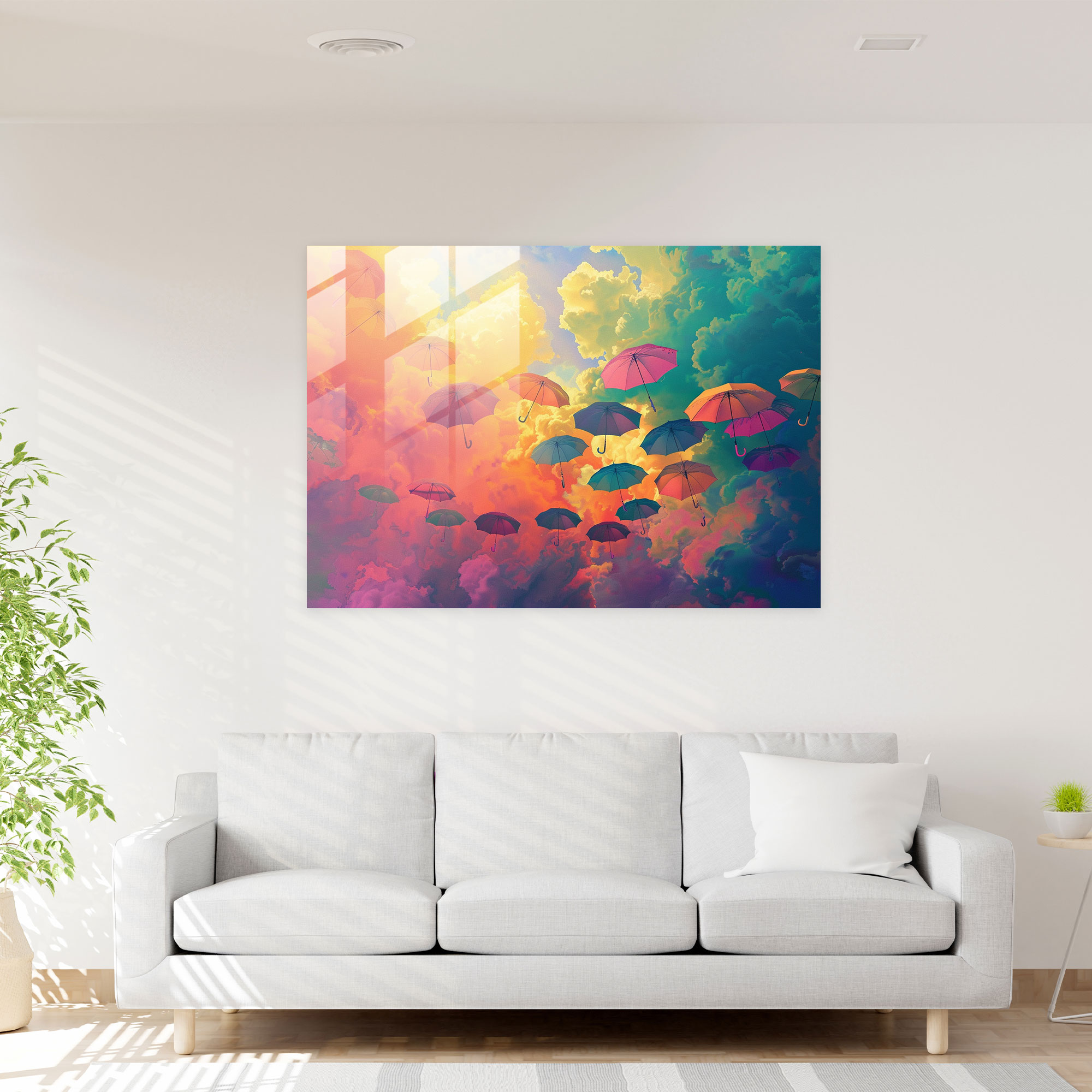 Floating Umbrellas Glass Art - Surrealism Art, Glass Art, Modern Art, Home Decoration
