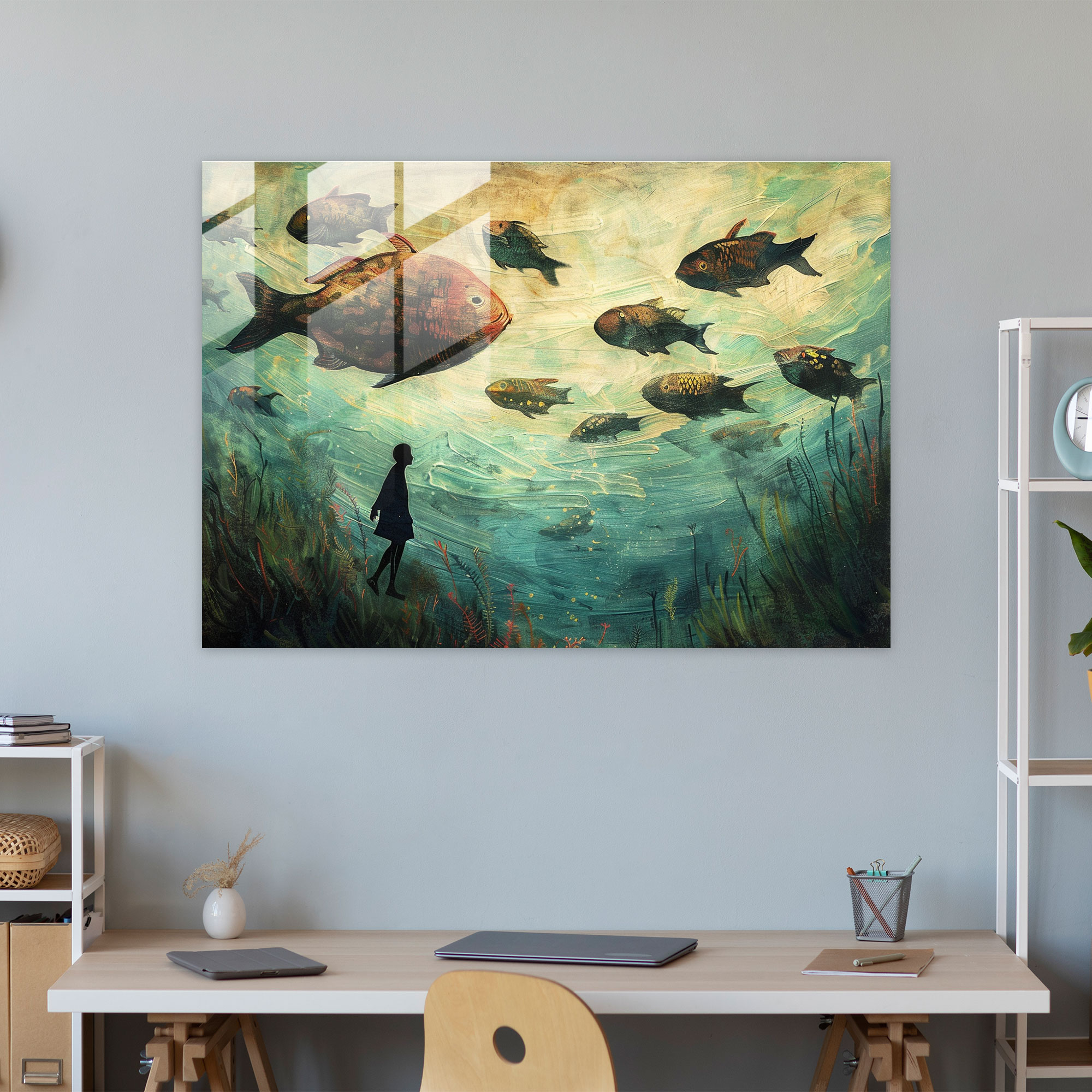 Underwater Surrealism Glass Print - Surrealism Art, Modern Art, Glass Print, Surrealism Art