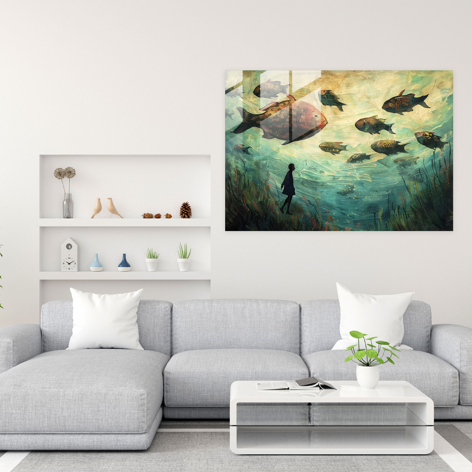 Underwater Surrealism Glass Print - Surrealism Art, Modern Art, Glass Print, Surrealism Art
