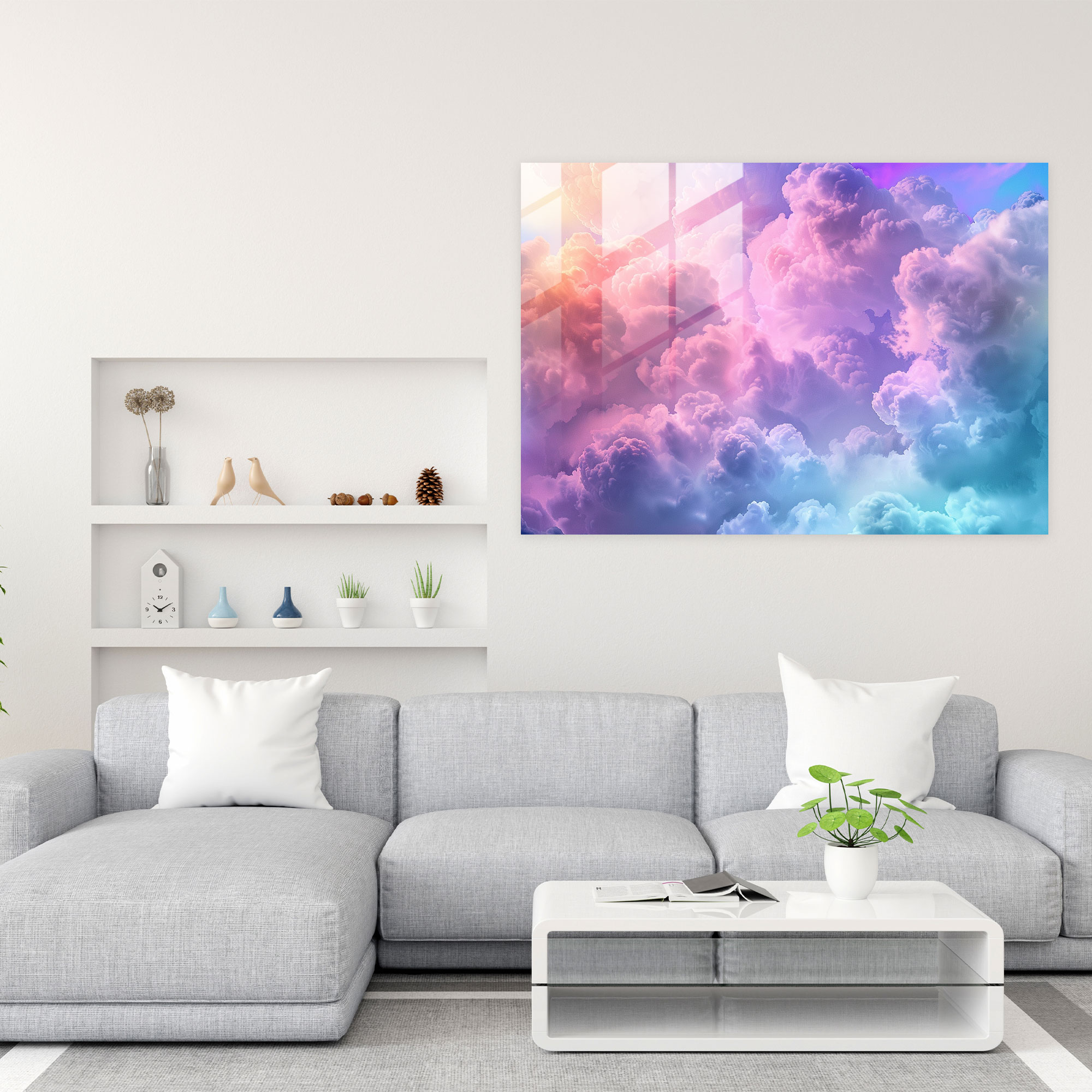 Rainbow Clouds Glass Art - Surrealism Art, Home Decoration, Wall Decoration, Surrealism Art