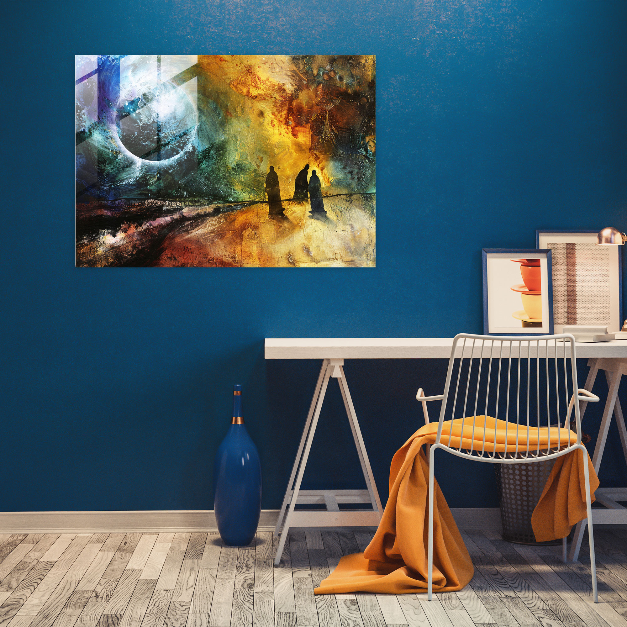 Cosmic Abstract Glass Print - Surrealism Art, Home Decoration, Surrealism Art, Wall Decoration
