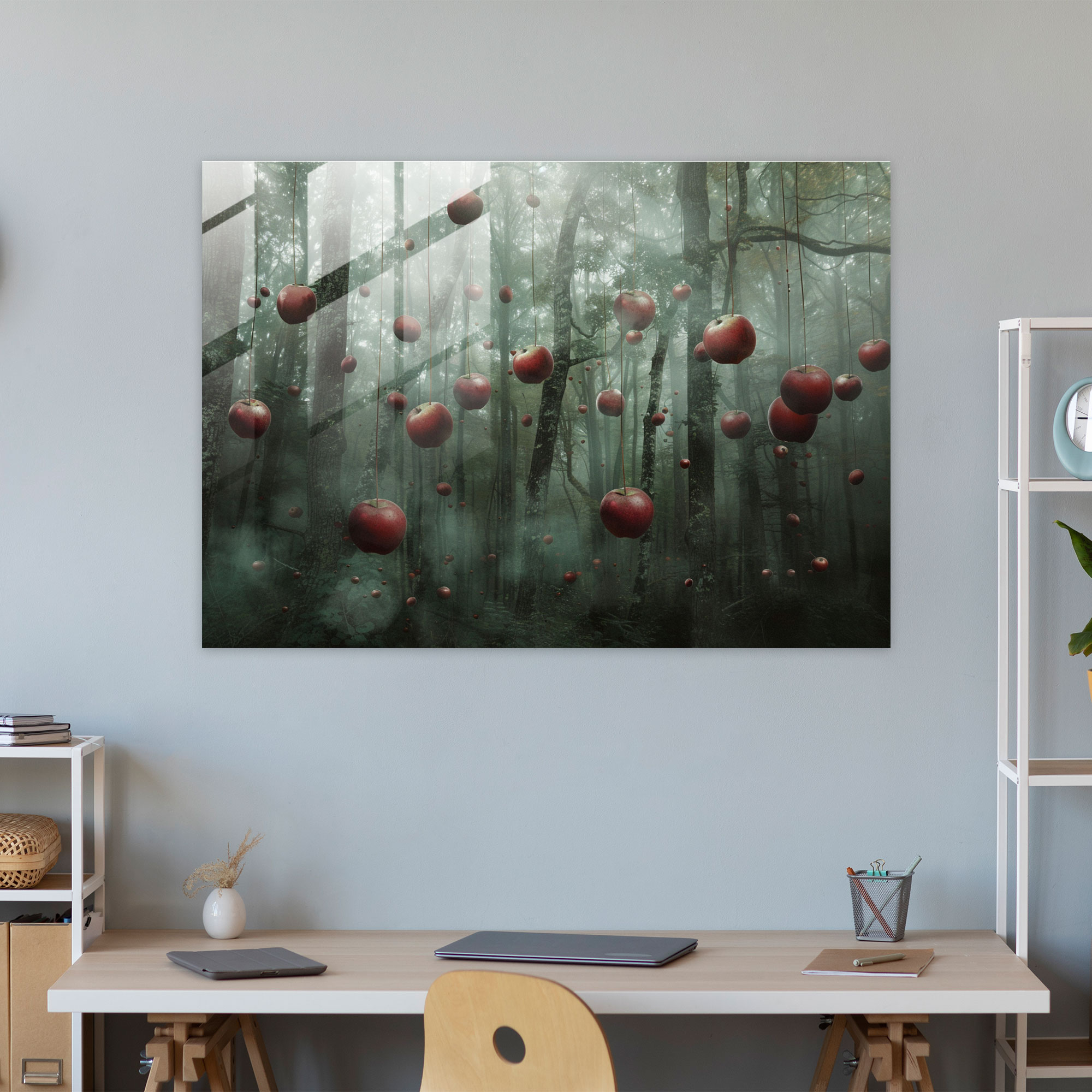 Floating Apples Surrealism Glass Art - Surrealism Art, Surrealism Art, Glass Art, Glass Print