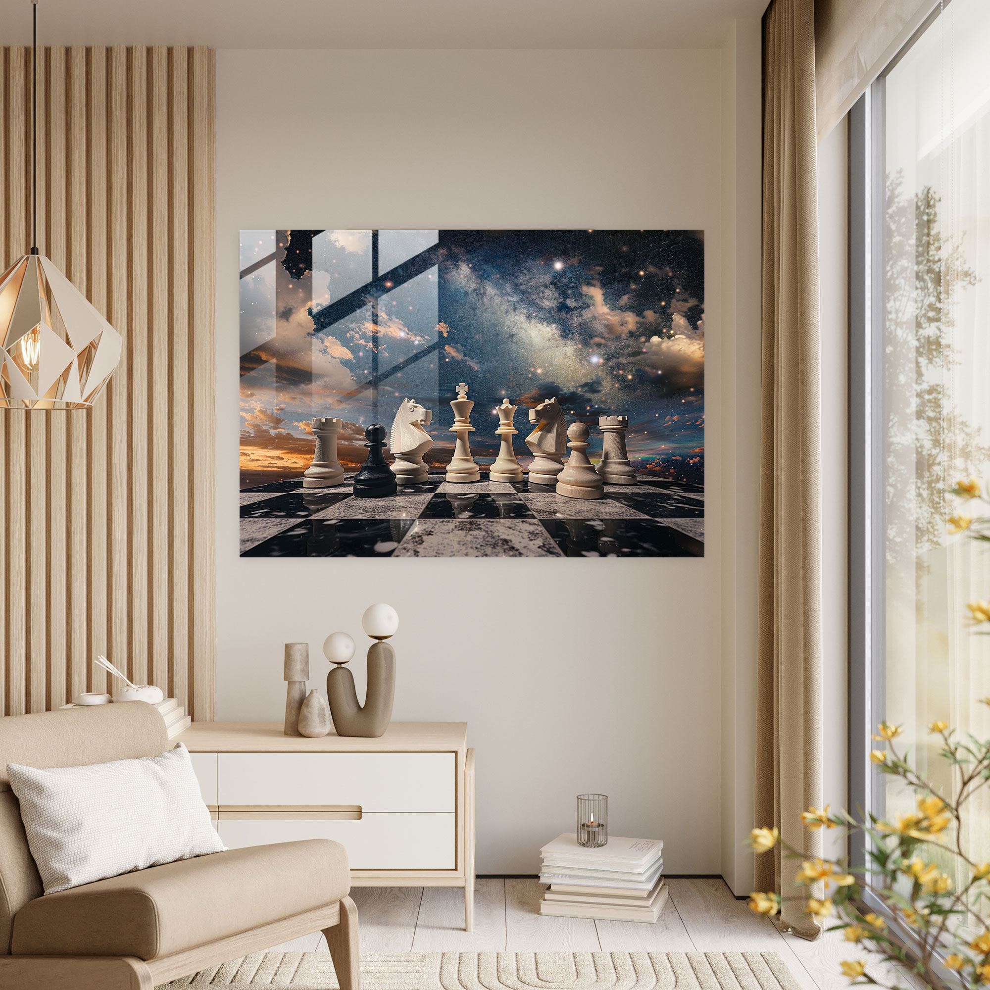 Giant Chess Pieces Surrealism Wall Decoration - Surrealism Art, Glass Print, Wall Decoration, Surrealism Art