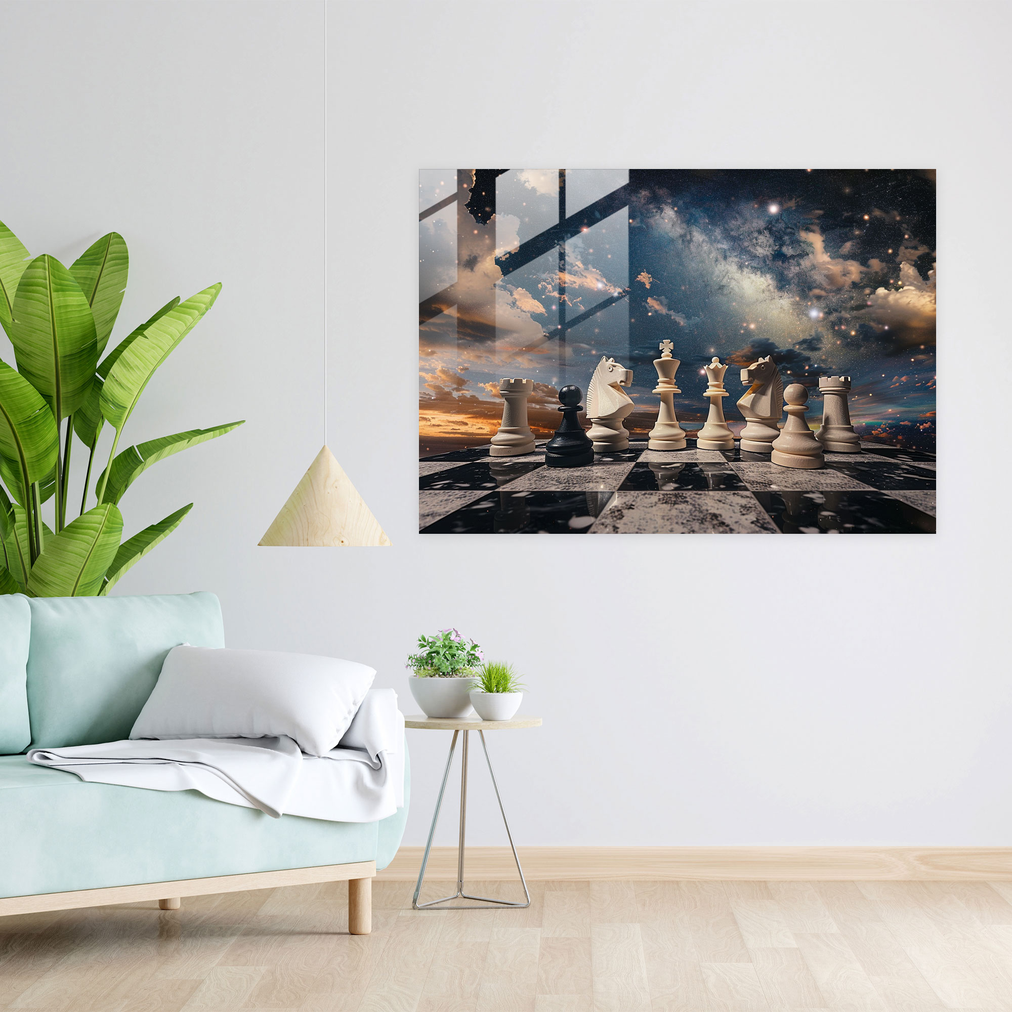 Giant Chess Pieces Surrealism Wall Decoration - Surrealism Art, Glass Print, Wall Decoration, Surrealism Art