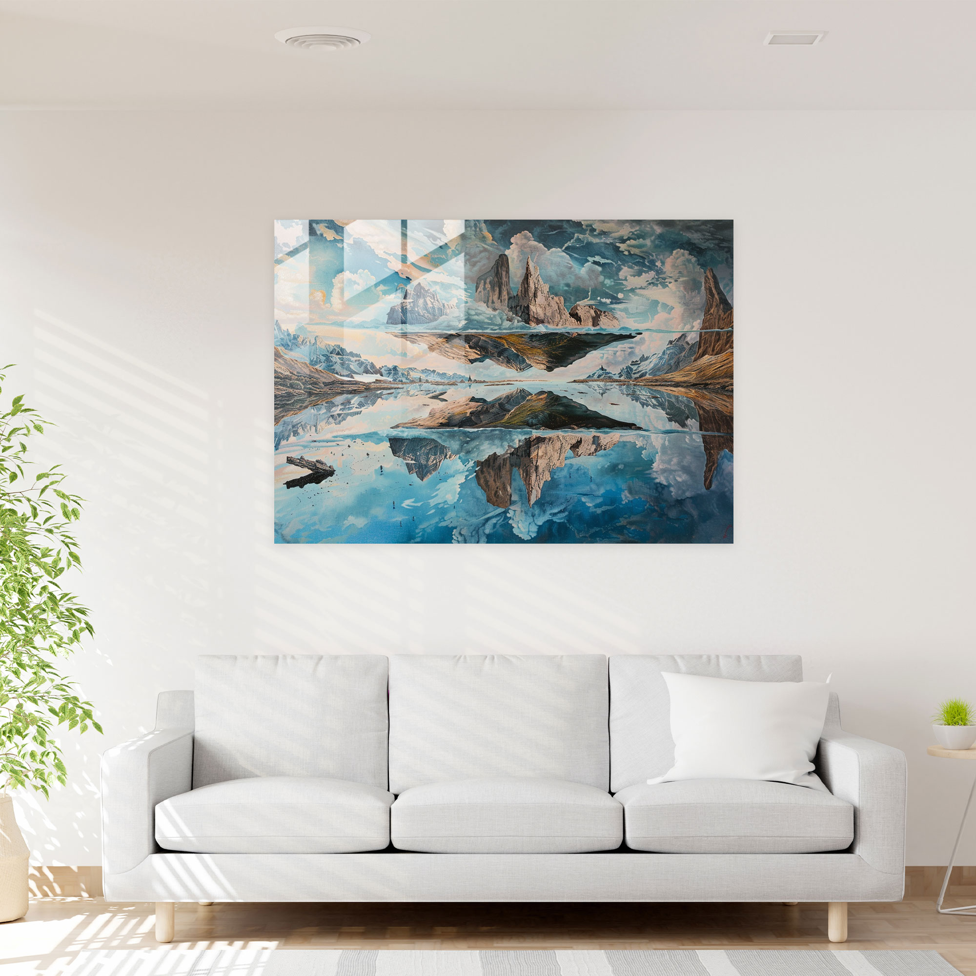 Upside-Down Mountains Surrealism Glass Art - Surrealism Art, Home Decoration, Glass Art, Modern Art
