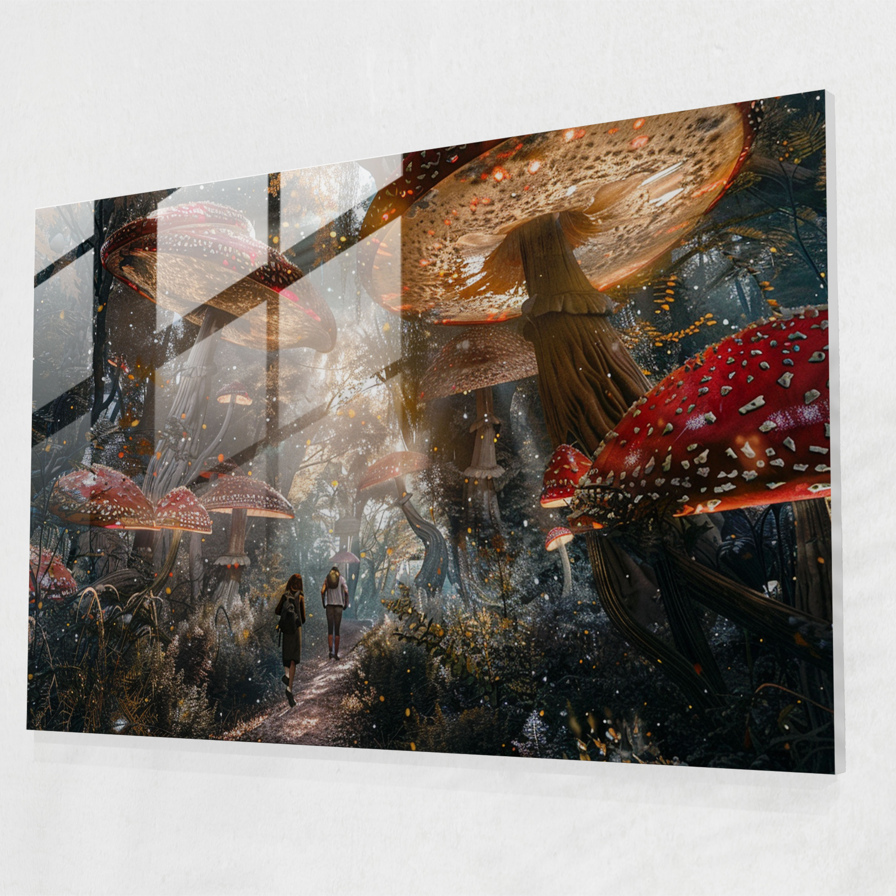 Sleepwalking Figures Surrealism Glass Wall Art - Surrealism Art, Wall Decoration, Glass Wall Art, Glass Print