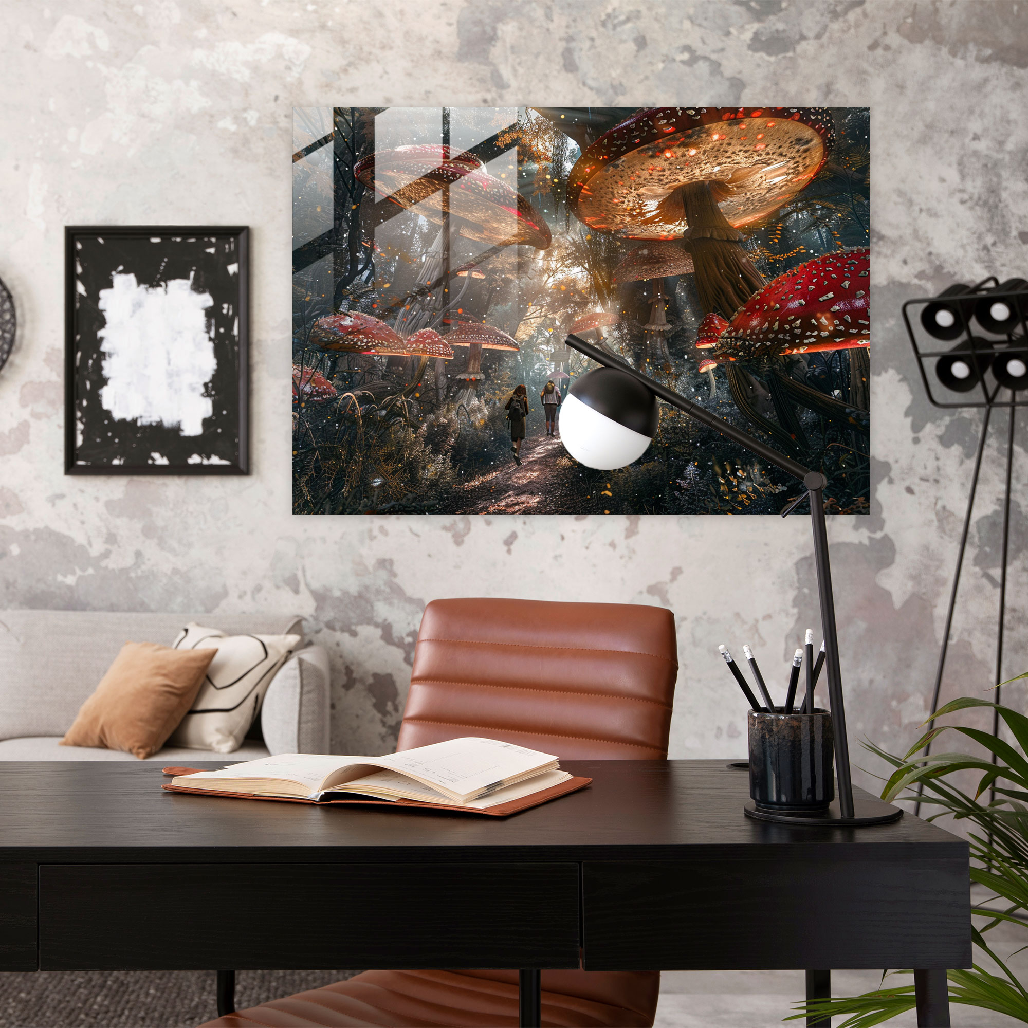 Sleepwalking Figures Surrealism Glass Wall Art - Surrealism Art, Wall Decoration, Glass Wall Art, Glass Print